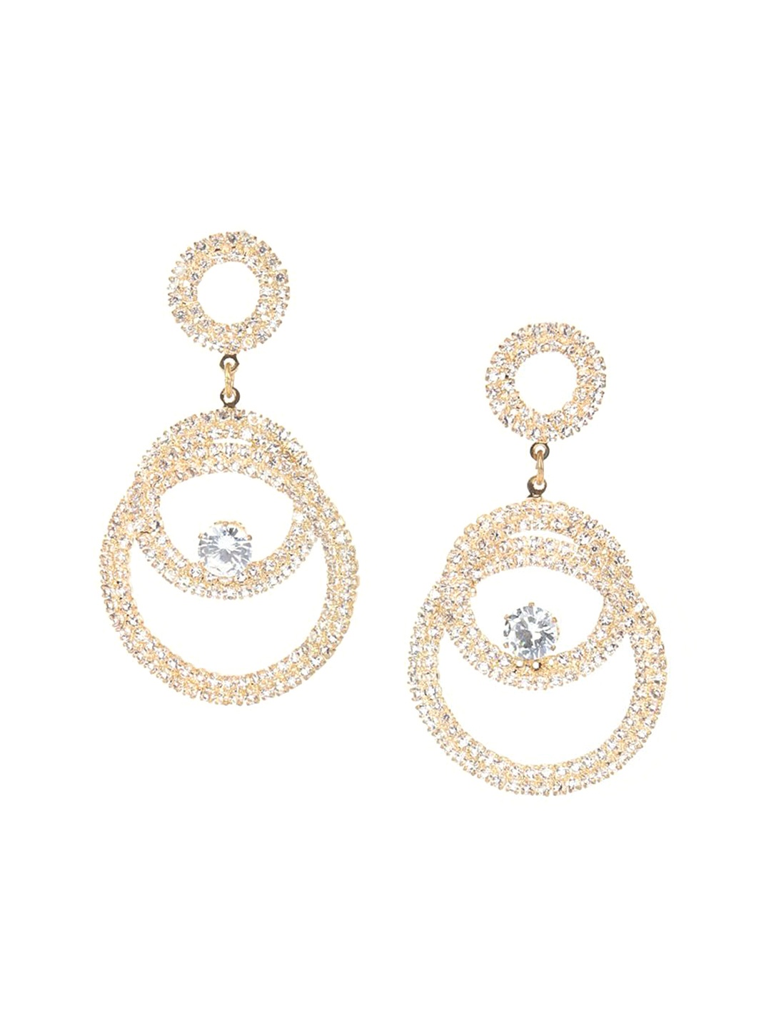 

ODETTE Gold-Plated Zircon Stones Studded Contemporary Drop Earrings, White