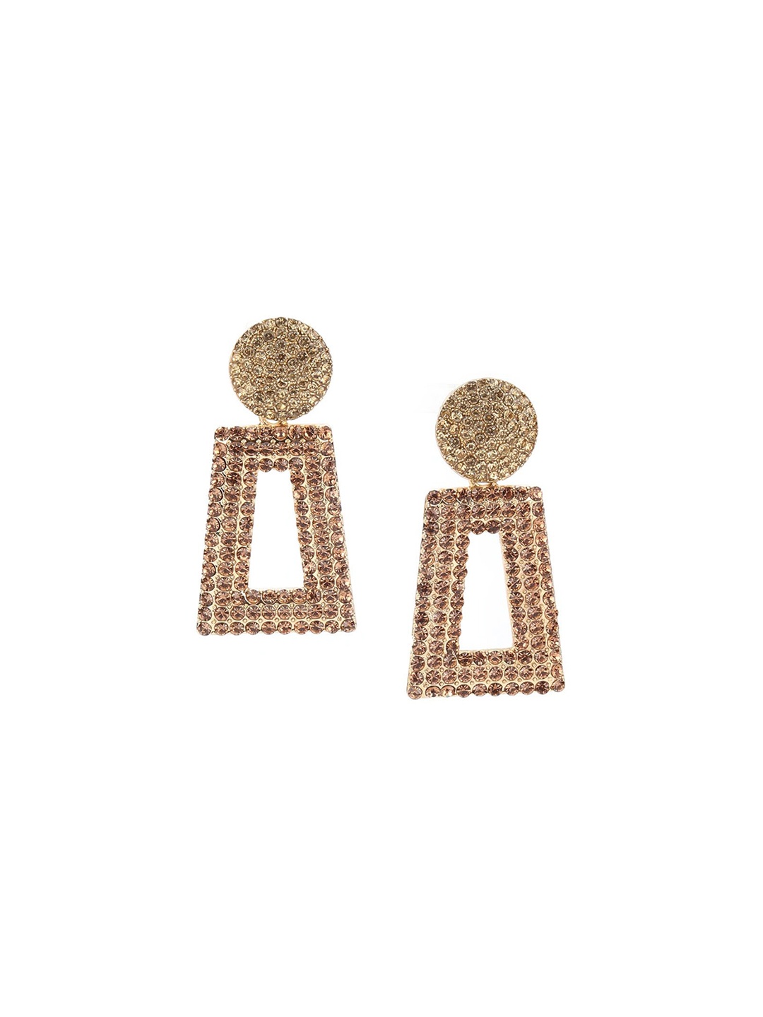 

ODETTE Gold-Plated Zircon Stones Studded Contemporary Jadau Drop Earrings