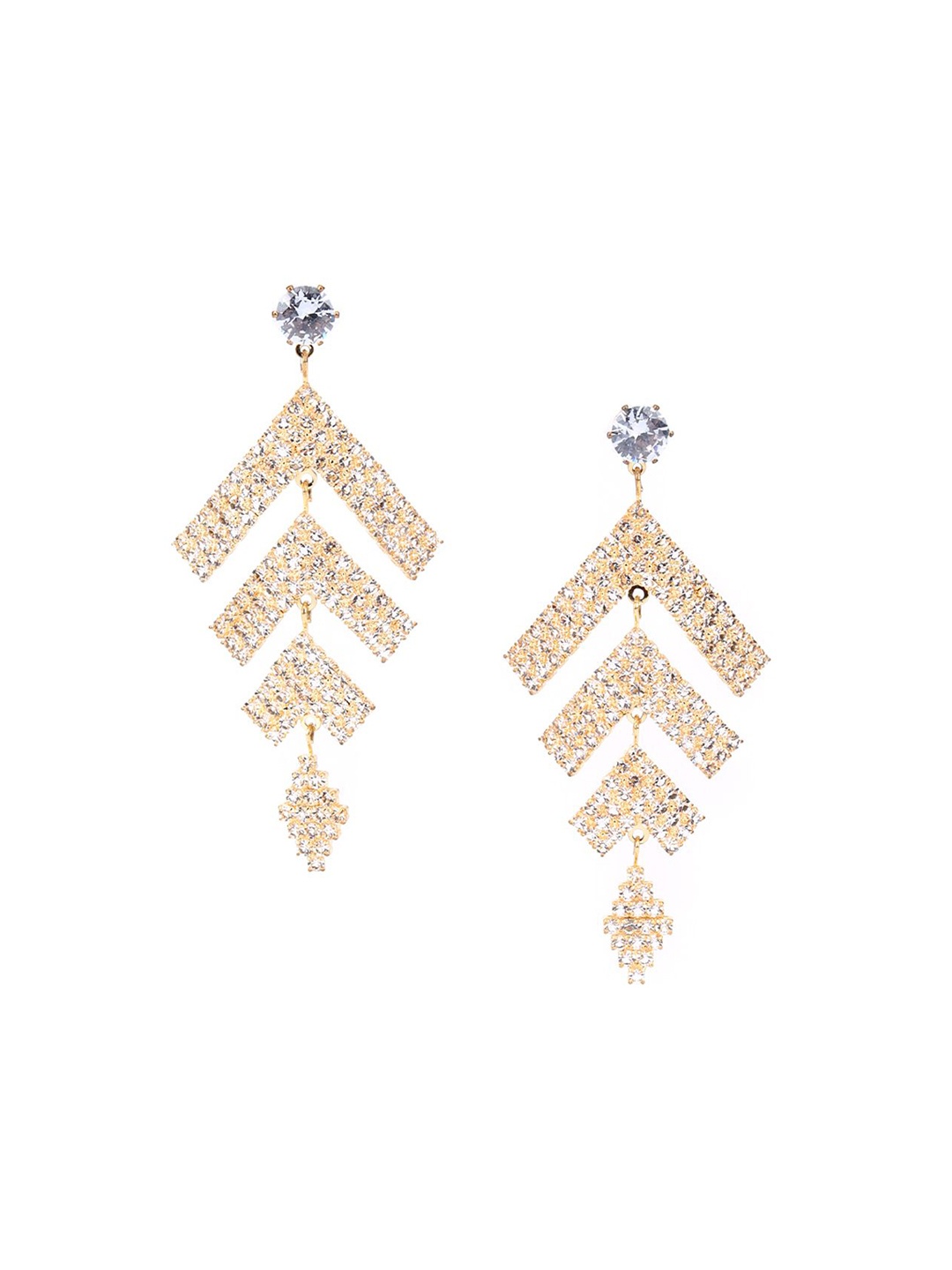 

ODETTE Gold-Plated Stone-Studded Drop Earrings, White