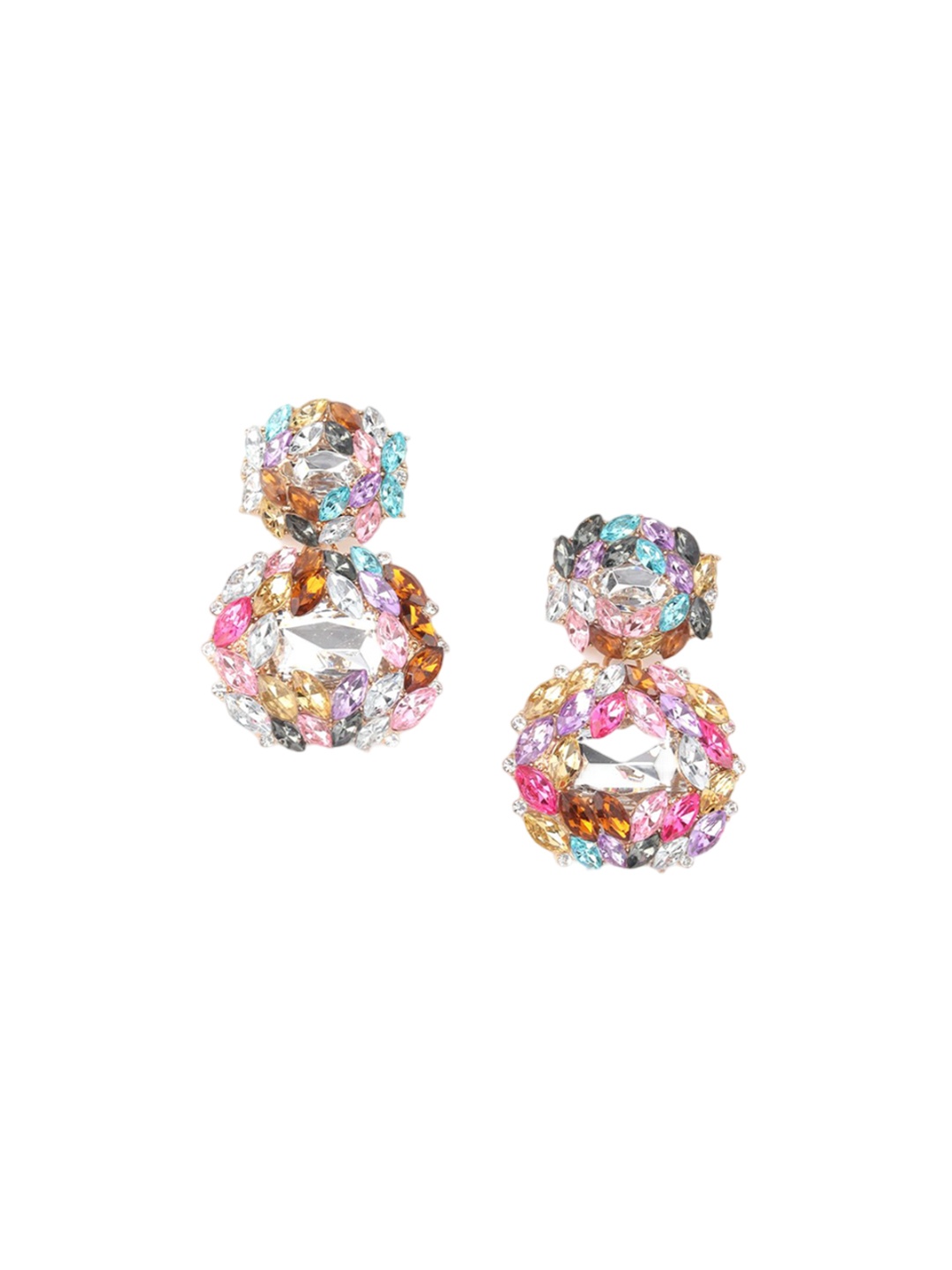 

ODETTE Gold-Plated Stone-Studded Drop Earrings, Pink