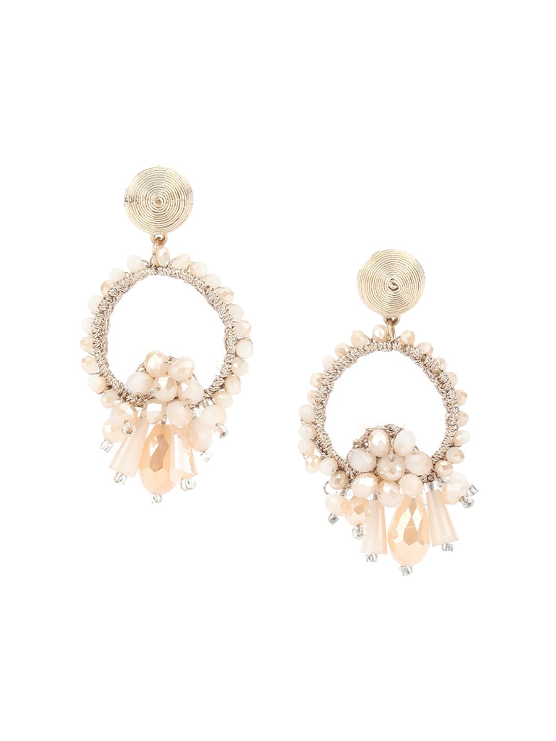 

ODETTE Gold-Plated Stone Studded & Beaded Drop Earrings