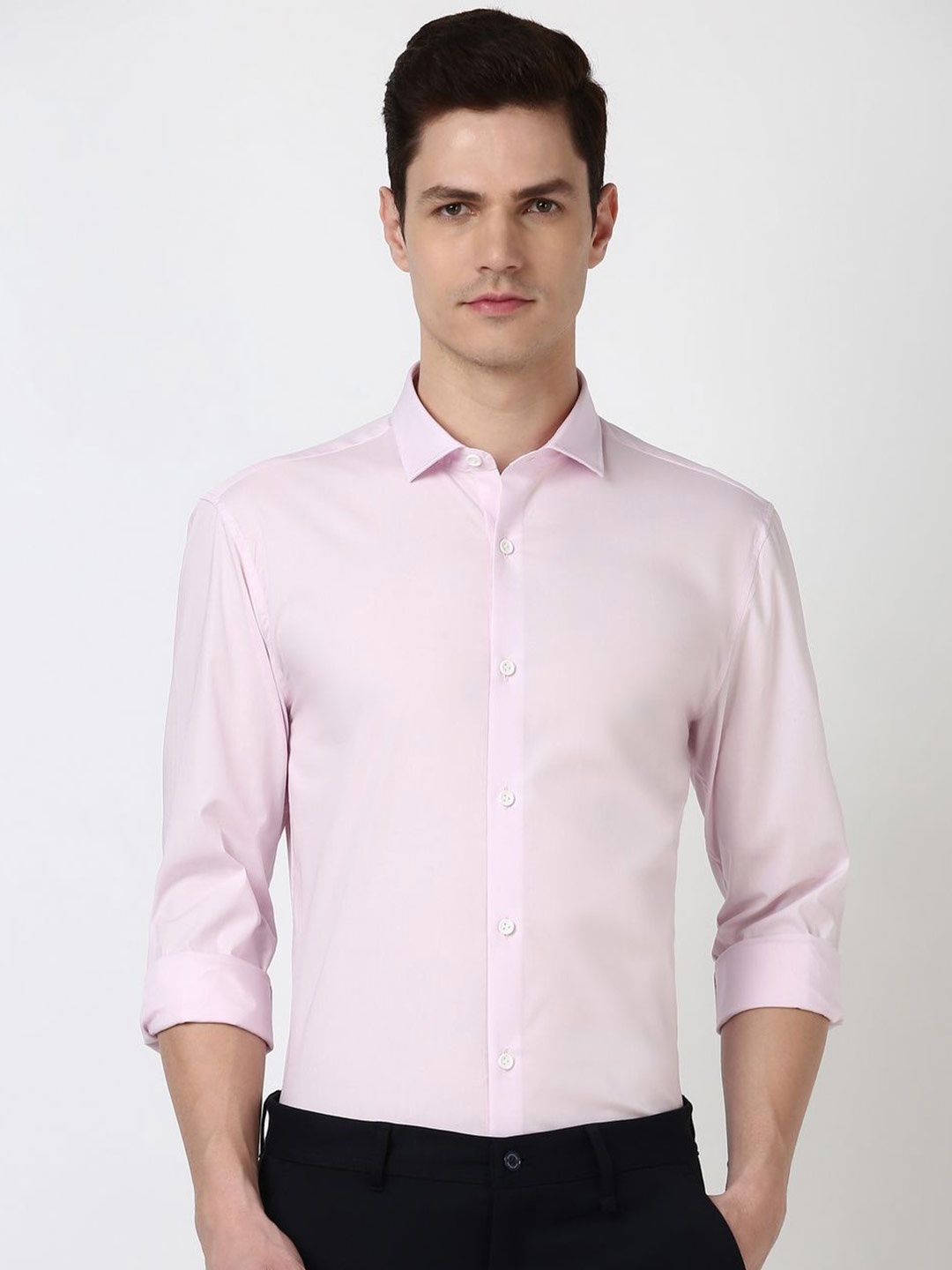 

Peter England Men Slim Fit Opaque Formal Shirt, Pink