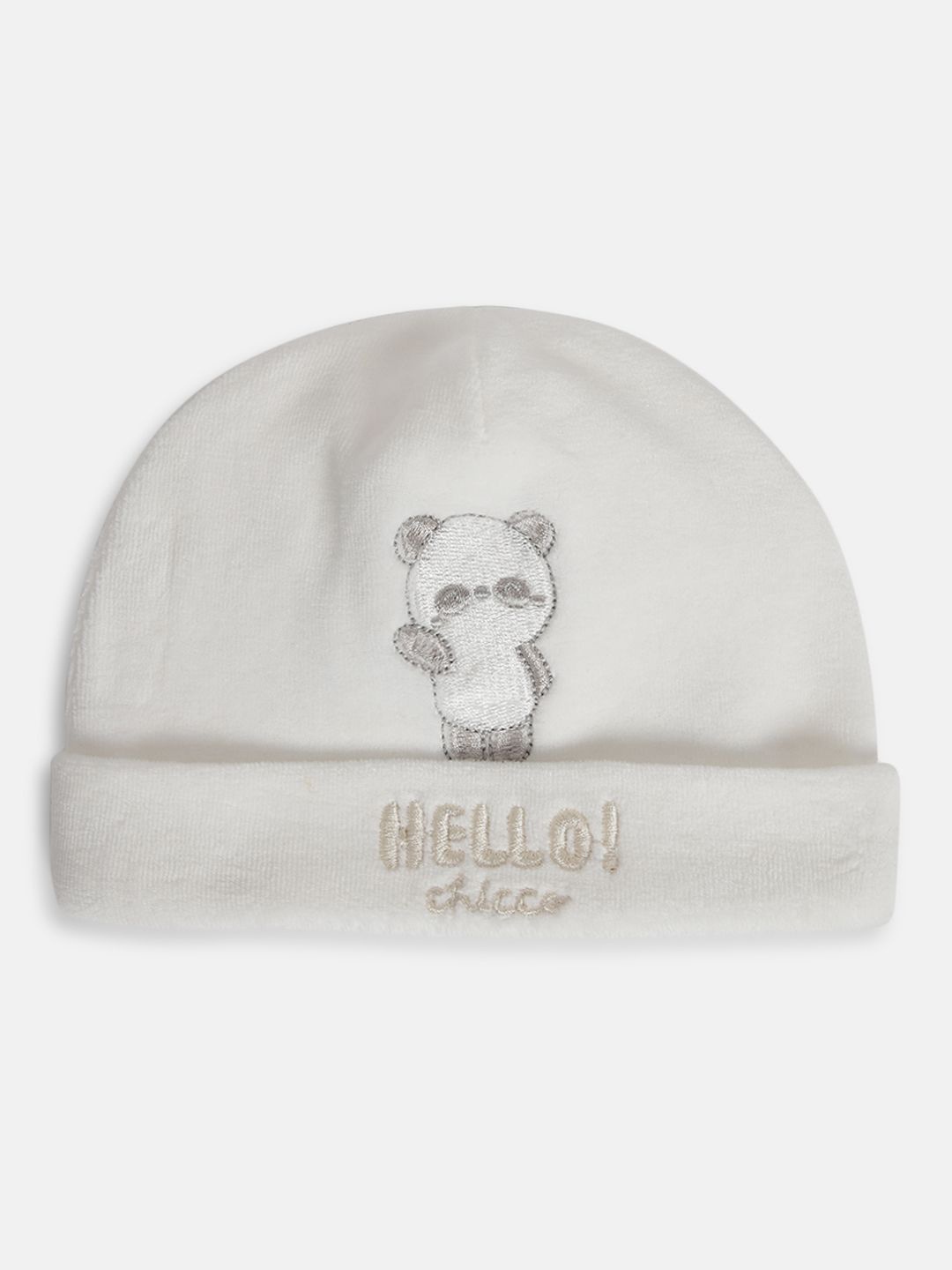 

Chicco Unisex Kids Embroidered Beanie With Applique Details, White