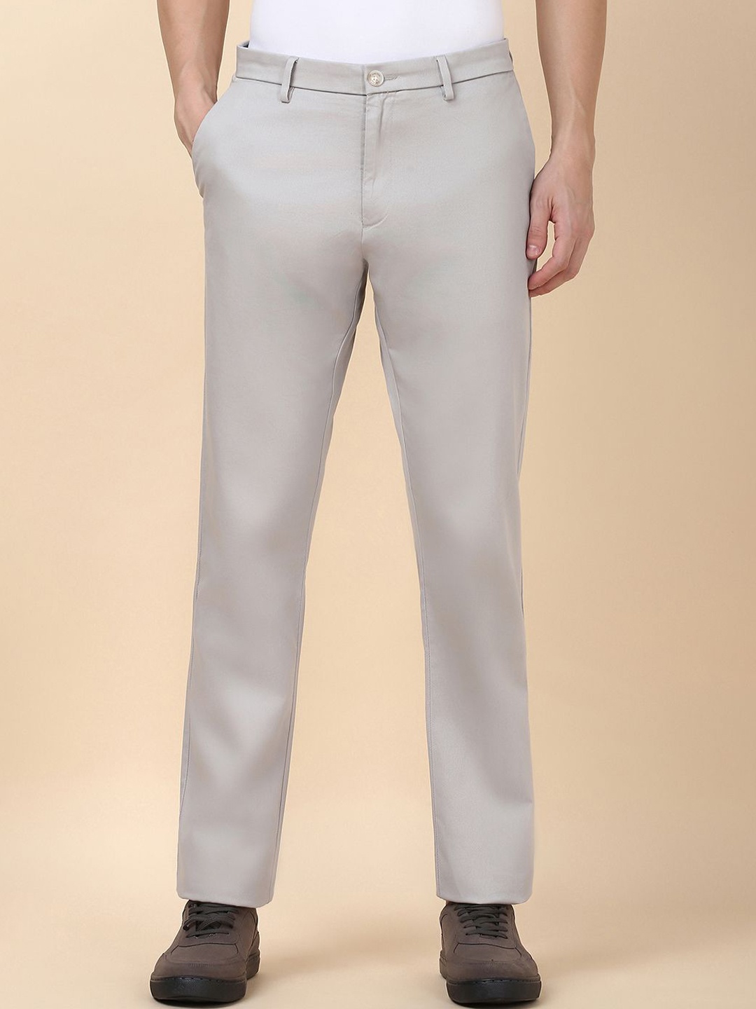 

Allen Solly Men Regular Fit Mid-Rise Flat-Front Trousers, Grey