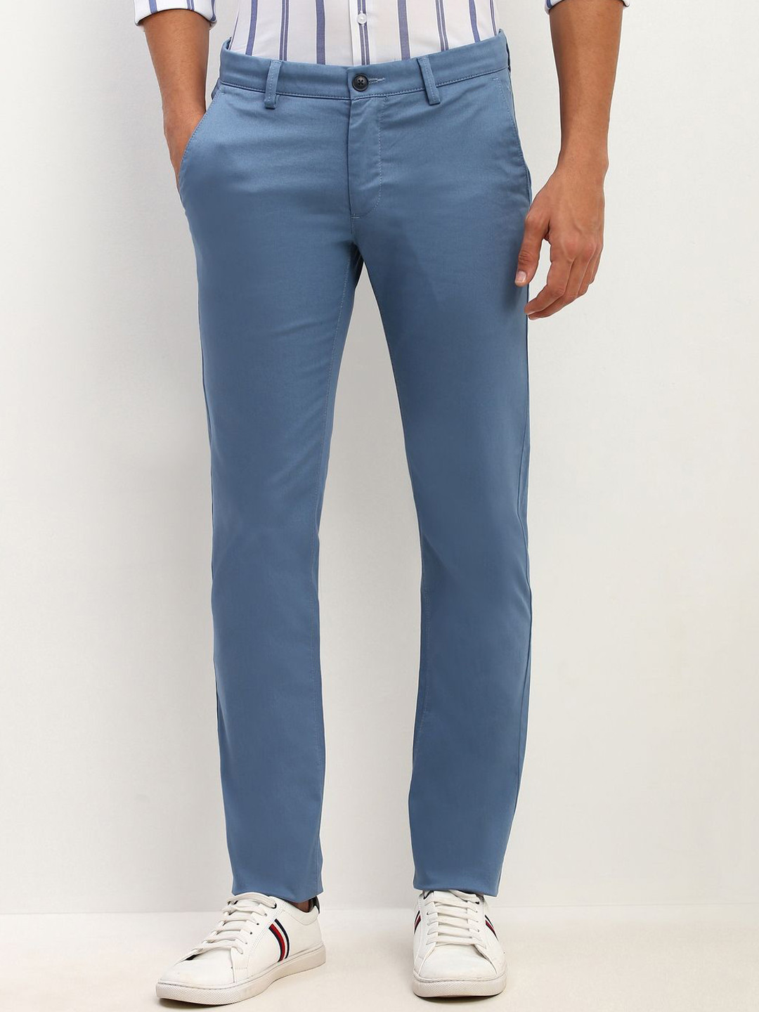 

Allen Solly Men Slim Fit Mid-Rise Flat-Front Trousers, Blue