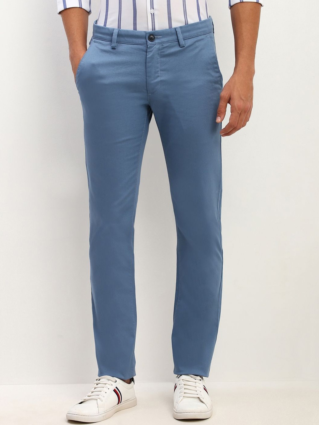 

Allen Solly Men Slim Fit Mid Rise Flat-Front Trousers, Blue
