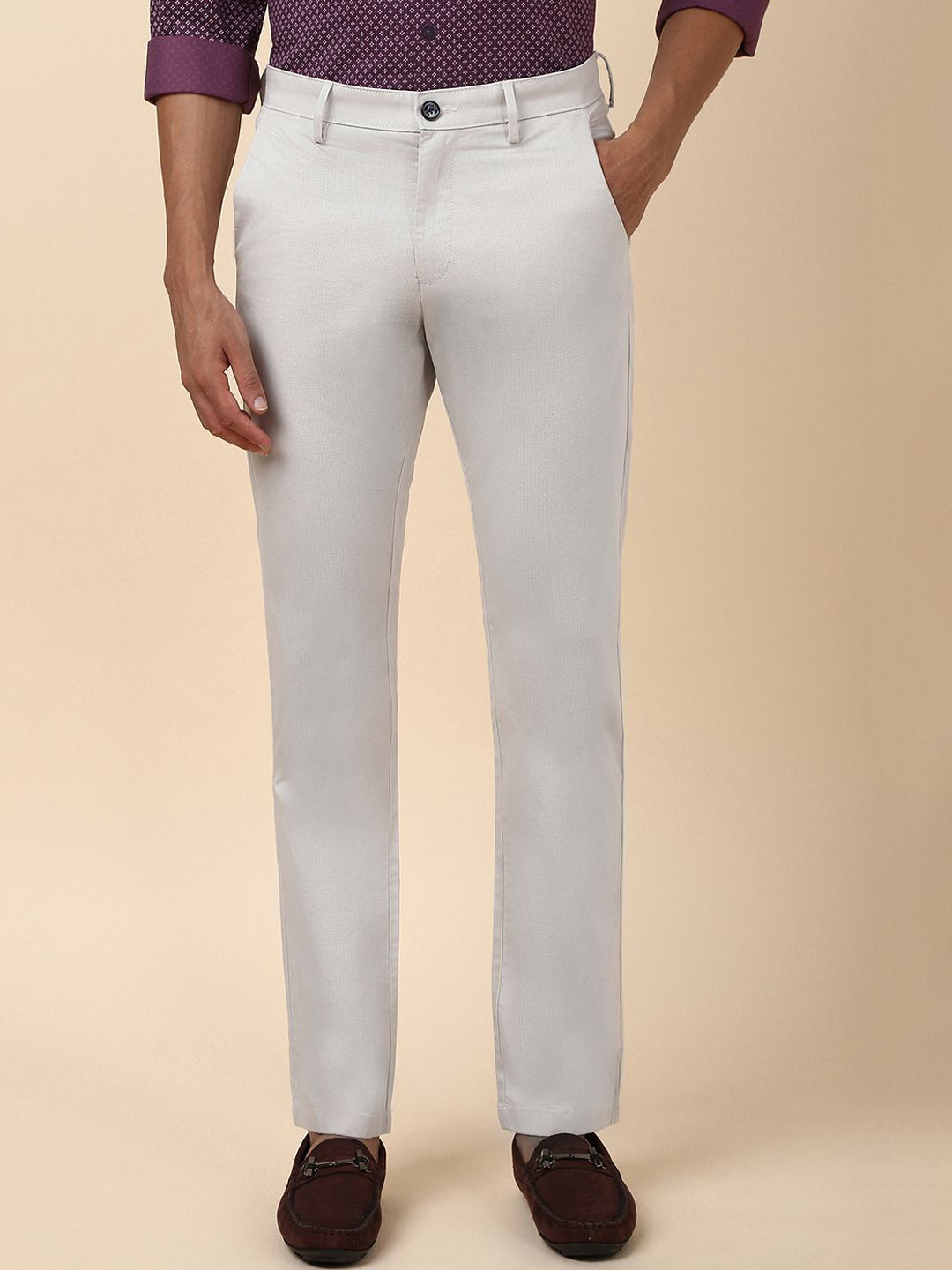 

Allen Solly Men Regular Fit Mid-Rise Flat-Front Trousers, Grey