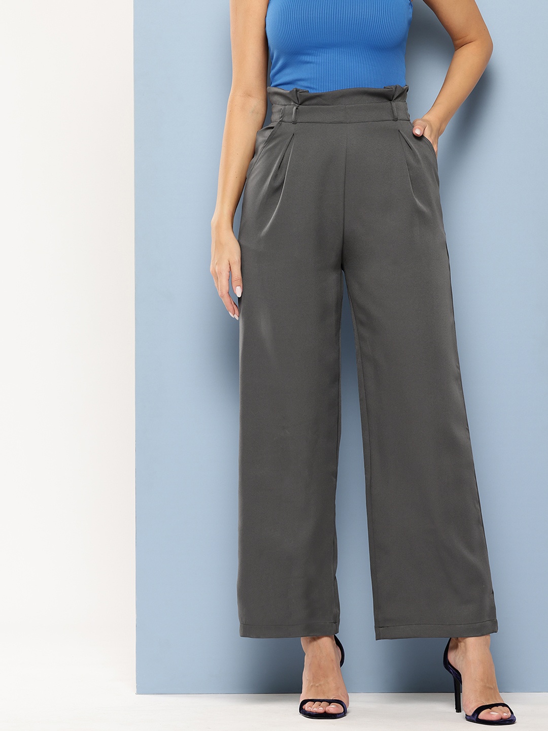 

Chemistry Women Pleated Formal Korean Trousers, Charcoal