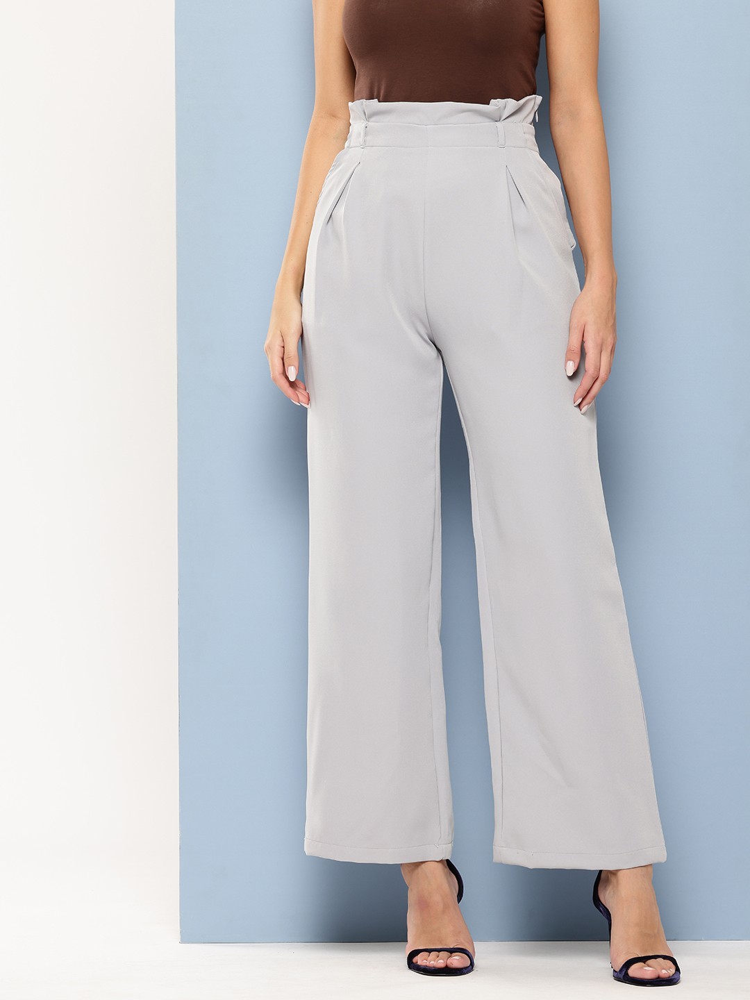 

Chemistry Women Pleated Formal Korean Trousers, Grey