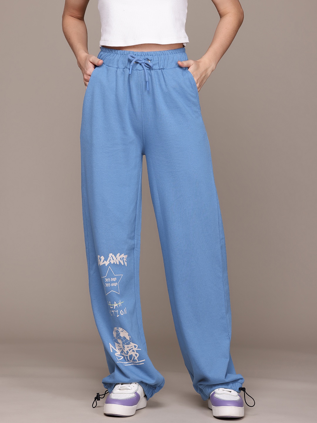 

The Roadster Lifestyle Co. RE/LAX Women Printed Joggers, Blue