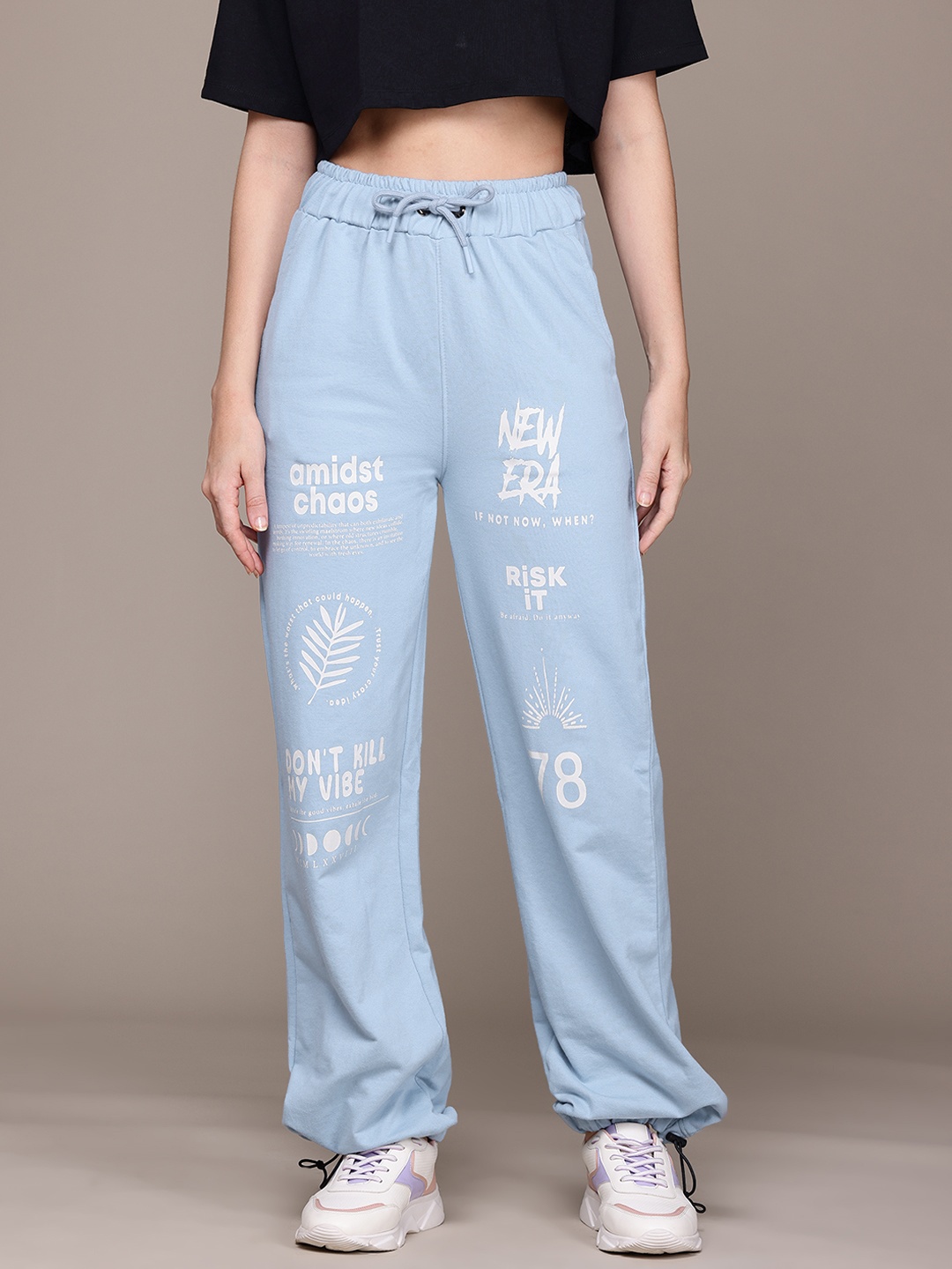 

The Roadster Lifestyle Co. RE/LAX Women Printed Joggers, Blue