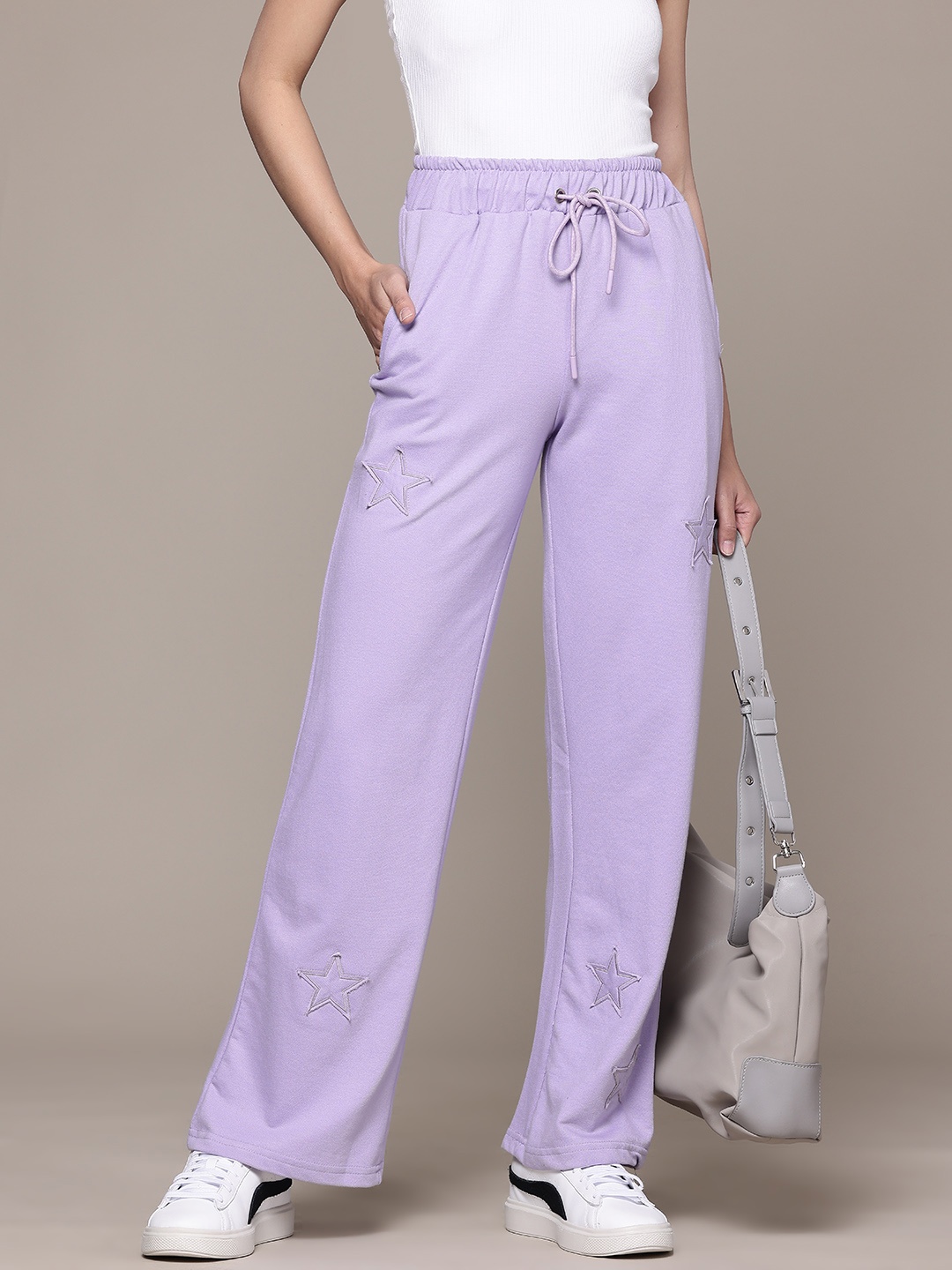 

The Roadster Lifestyle Co. RE/LAX Women Track Pants with Applique-Detail, Lavender