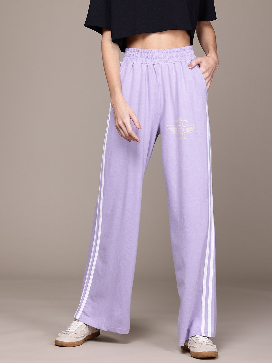 

The Roadster Lifestyle Co. RE/LAX Women Side Stripes Flared Track Pants, Lavender