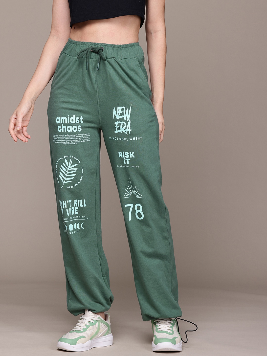 

The Roadster Lifestyle Co. RE/LAX Women Printed Joggers, Green