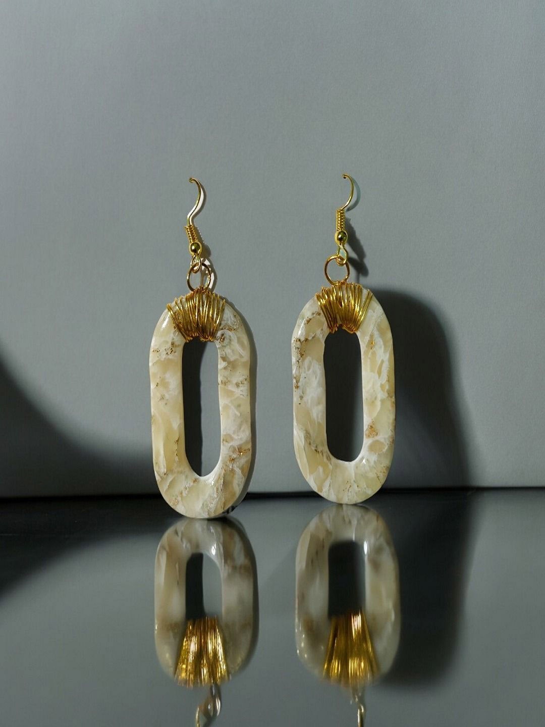 

AccessHer Oval Drop Earrings, White