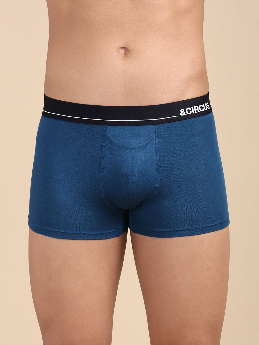

&CIRCUS Men Solid Mid-Rise Modal Trunks, Blue