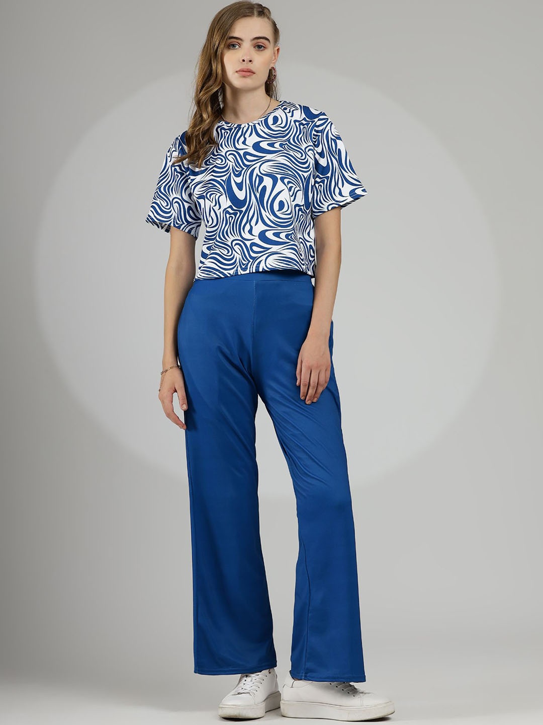 

WESTHOOD Printed Round Neck T-Shirt With Trouser, Navy blue