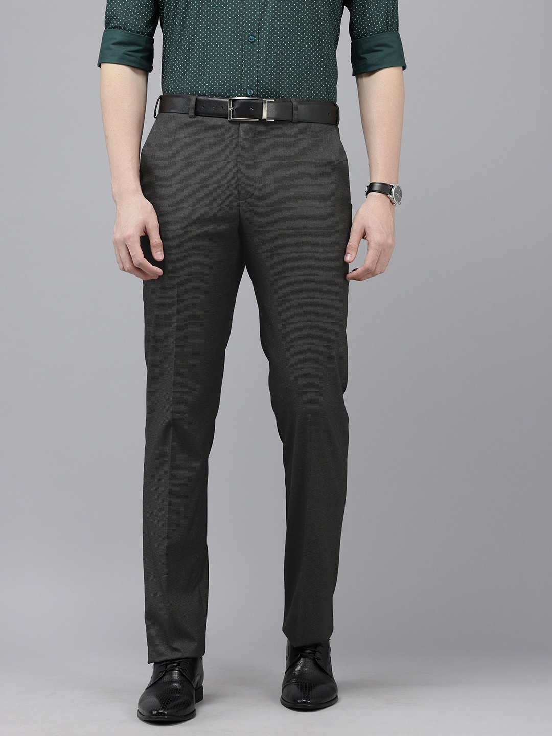 

Park Avenue Men Regular Fit Formal Trousers, Grey