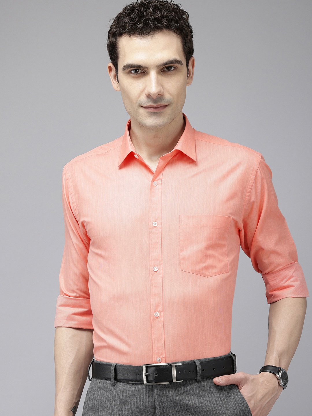 

Park Avenue Slim Fit Opaque Formal Shirt, Peach