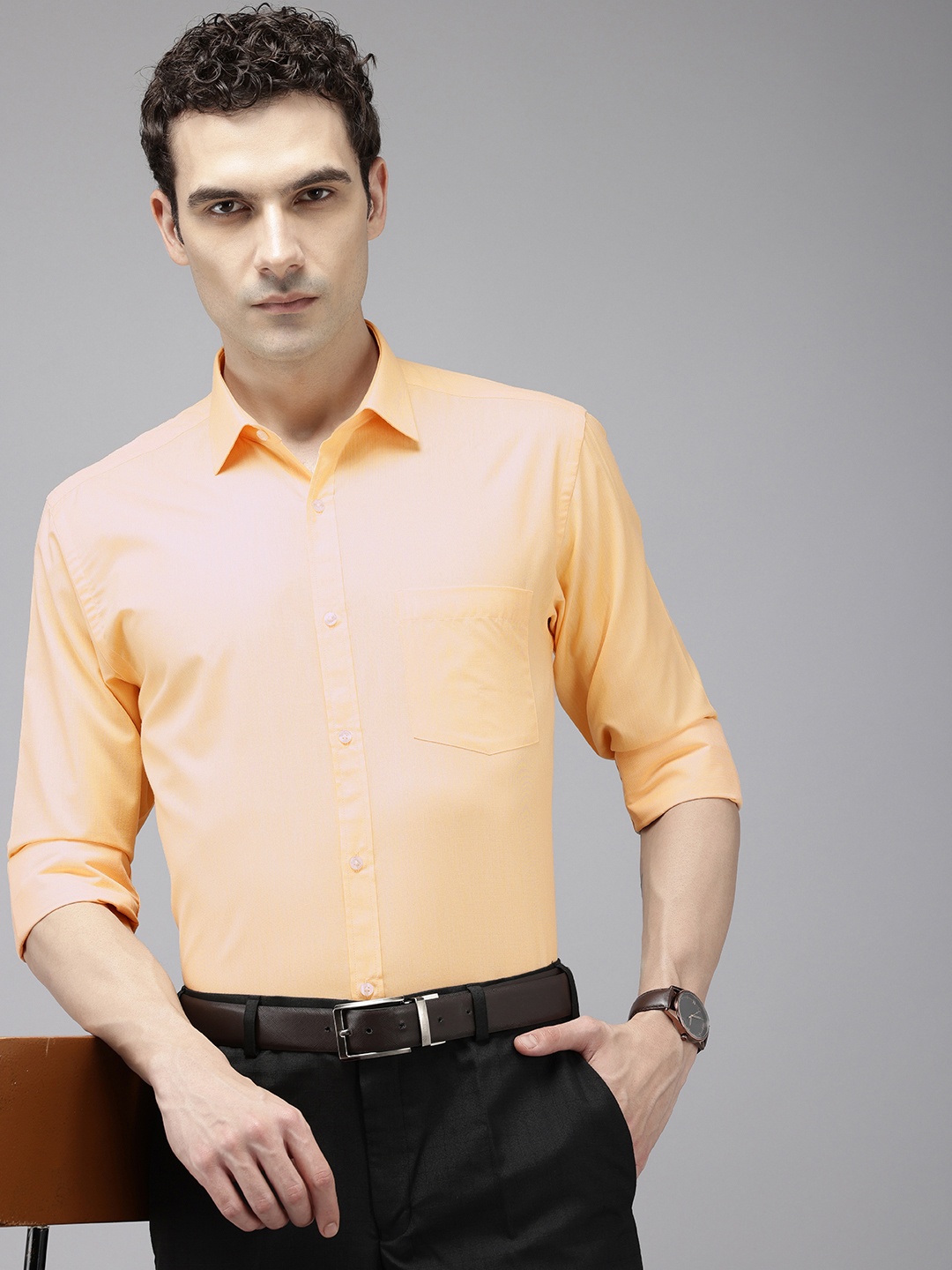 

Park Avenue Slim Fit Cutaway Collar Formal Shirt, Orange
