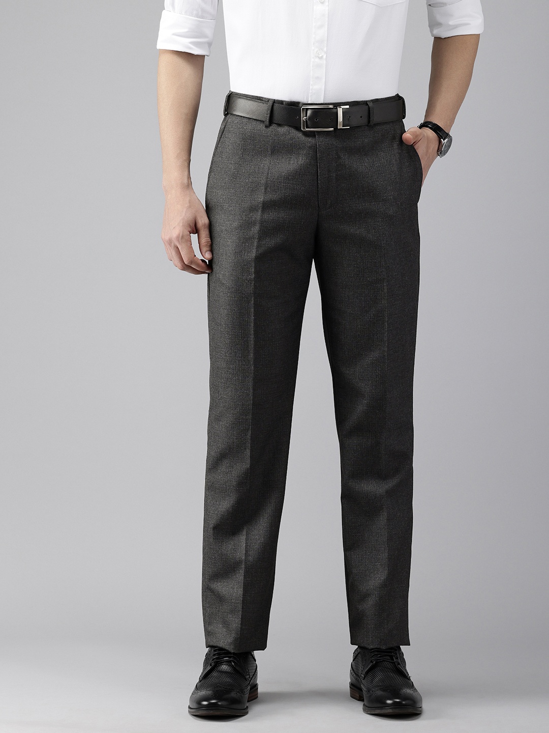 

Park Avenue Men Regular Fit Formal Trousers, Grey