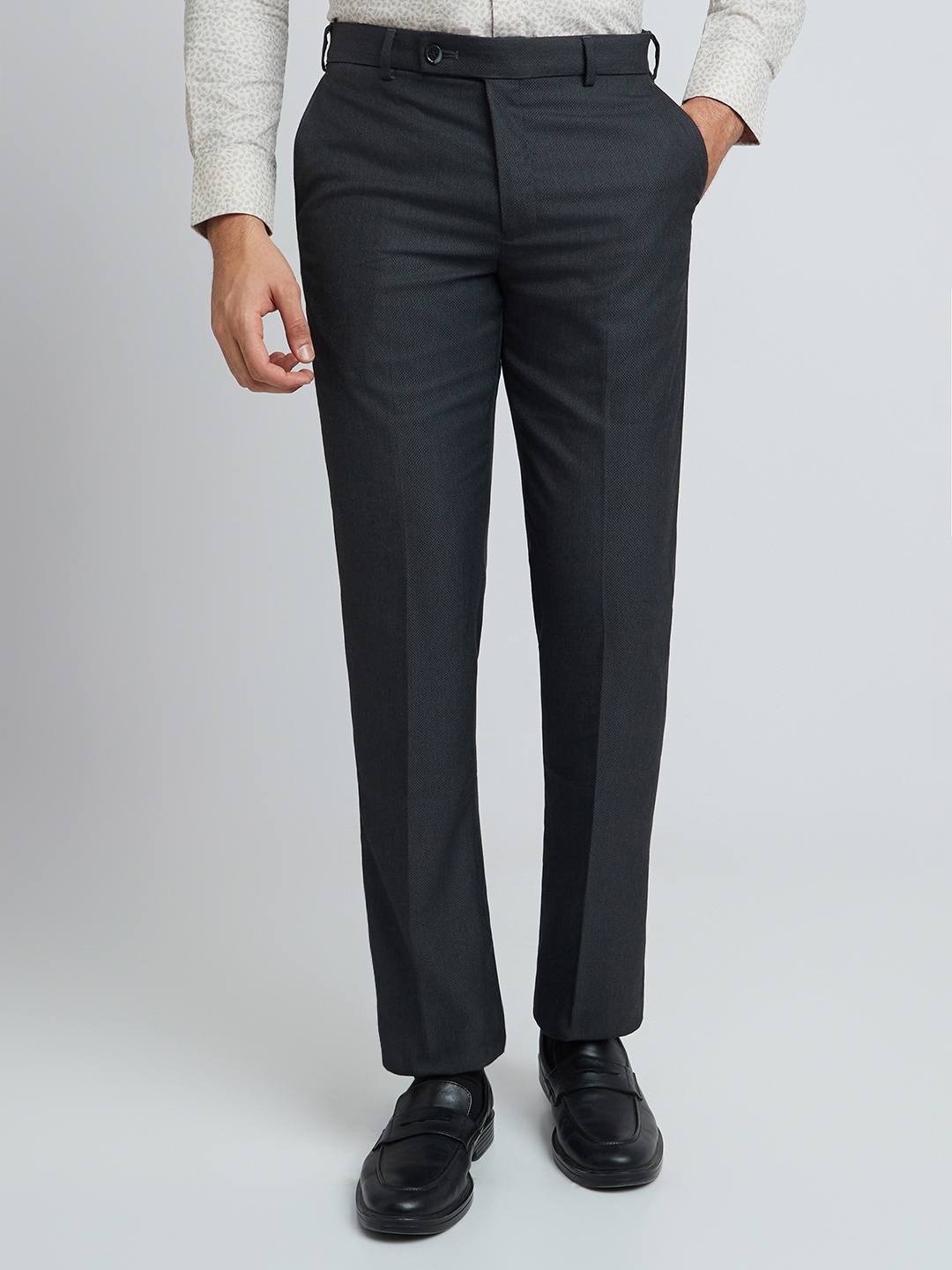 

Park Avenue Men Textured Formal Trousers, Grey