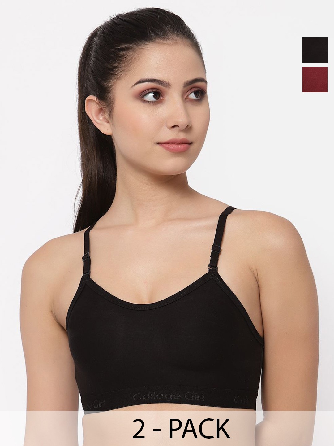 

Docare Pack Of 2 Women Full Coverage Seamless Non Padded Sports Bra, Maroon