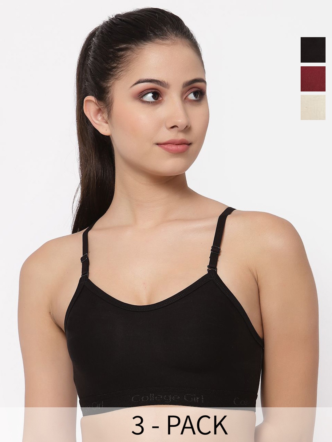 

Docare Pack Of 3 Women Full Coverage Seamless Non Padded Sports Bra, Maroon