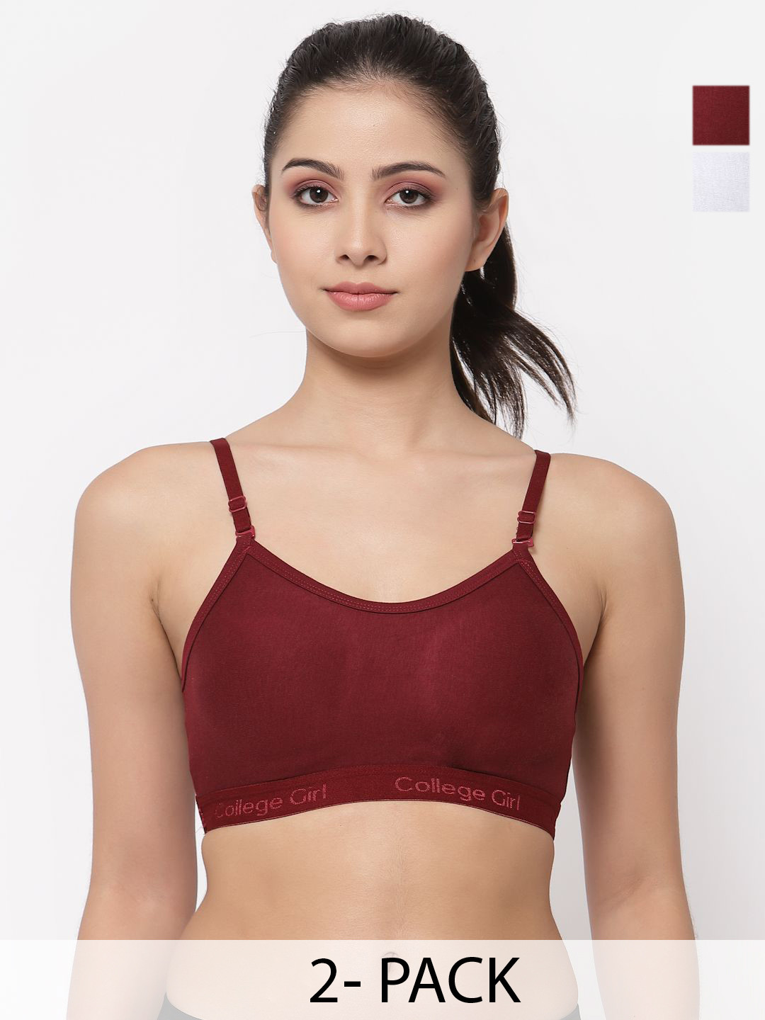 

Docare Pack Of 2 Women Full Coverage Seamless Non Padded Bra, Maroon