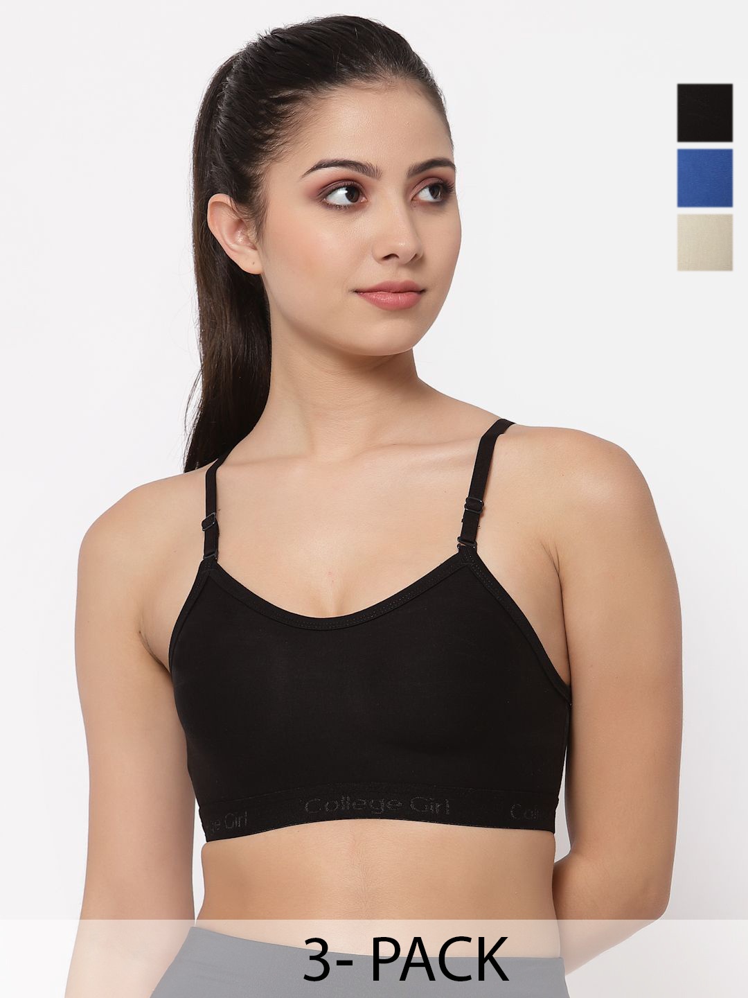 

Docare Pack of 3 Full Coverage Seamless Non Padded Sports Bra, Blue