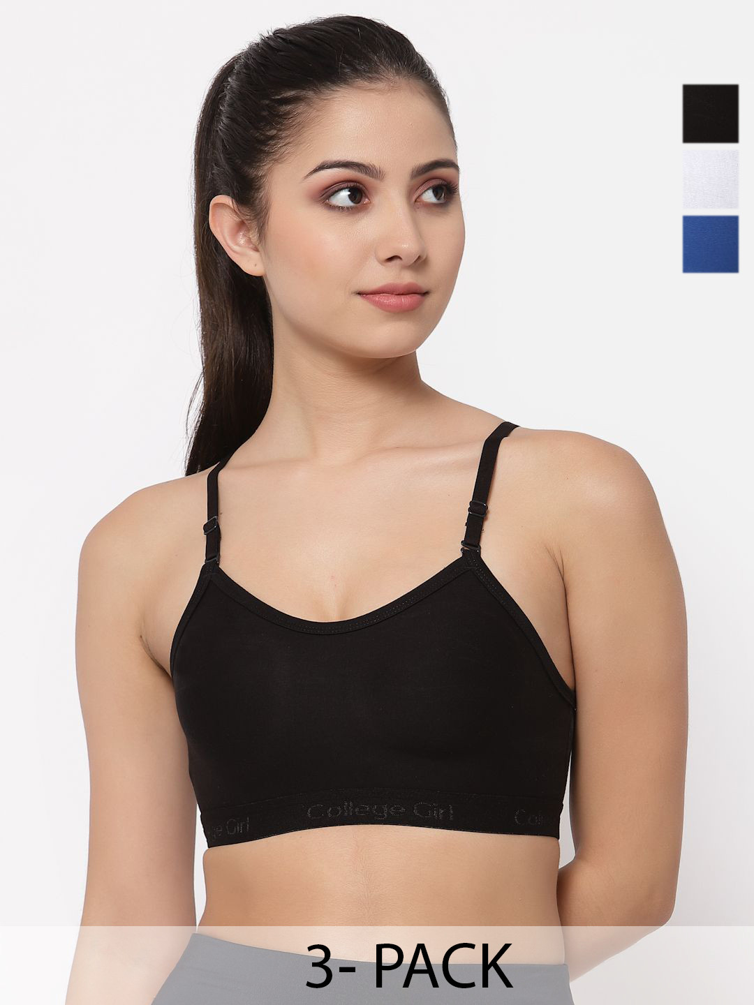 

Docare Pack of 3 Full Coverage Seamless Non Padded Sports Bra, White