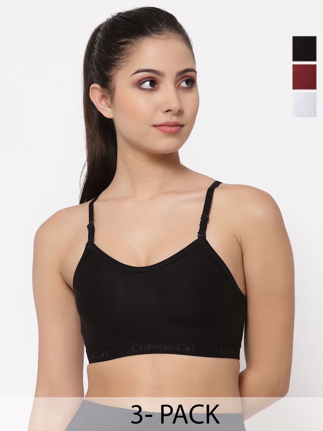 

Docare Pack of 3 Full Coverage Seamless Non Padded Sports Bra, Maroon