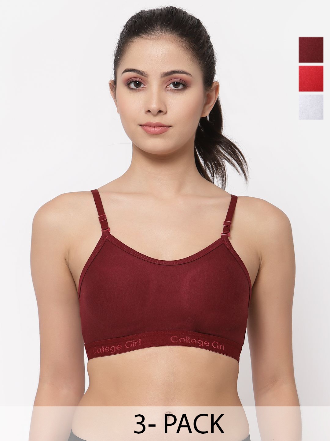 

Docare Pack of 3 Full Coverage Seamless Non Padded Sports Bra, White
