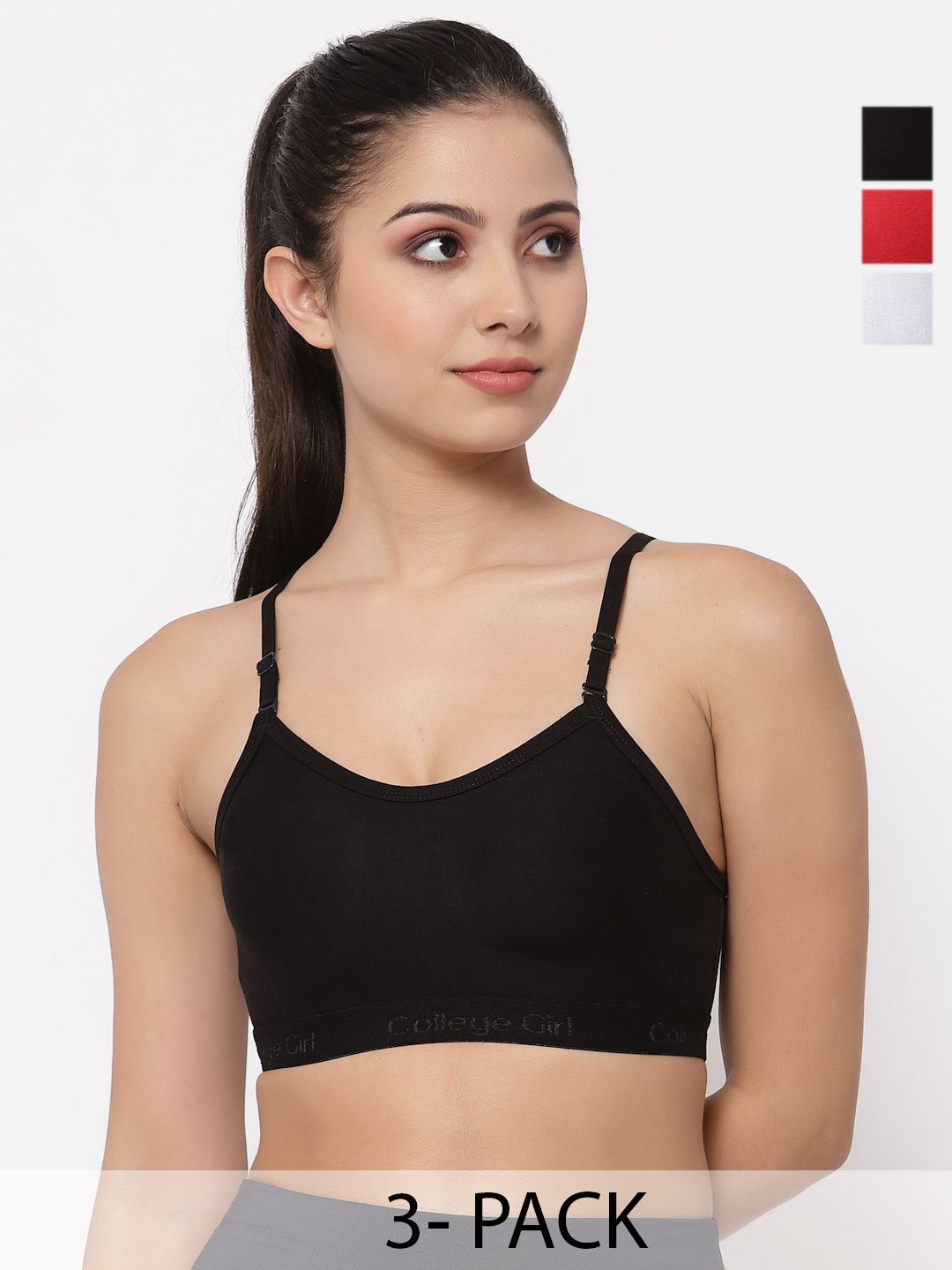 

Docare Pack of 3 Full Coverage Seamless Non Padded Sports Bra, Red