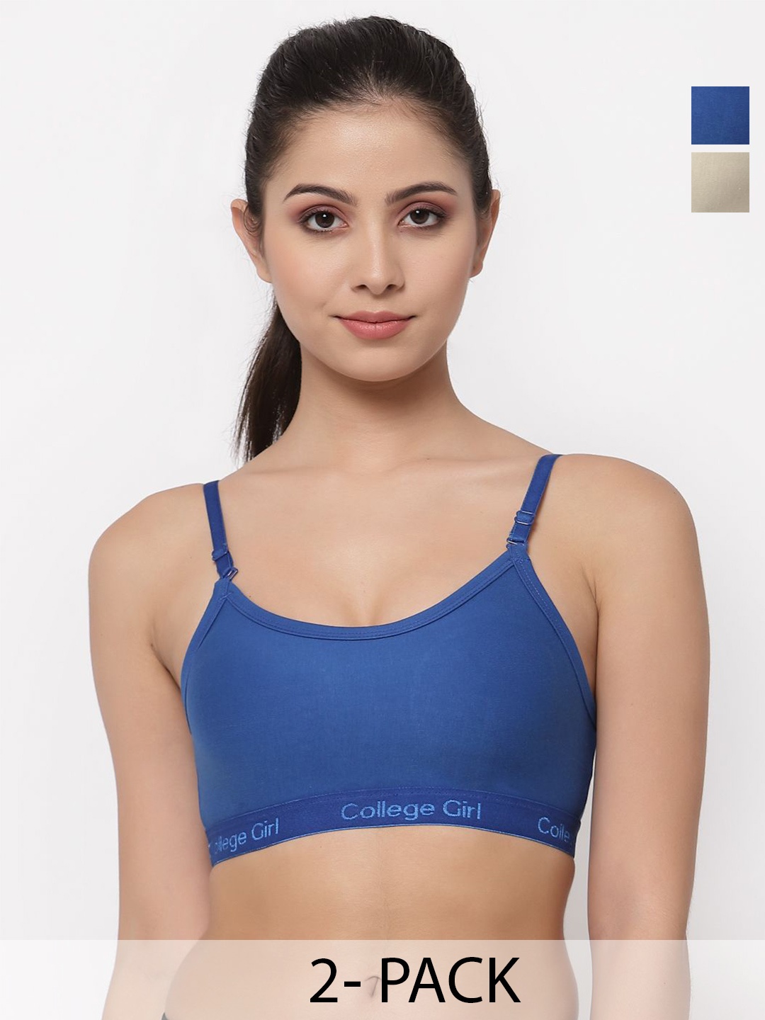 

Docare Pack of 2 Full Coverage Seamless Non Padded Sports Bra, Blue