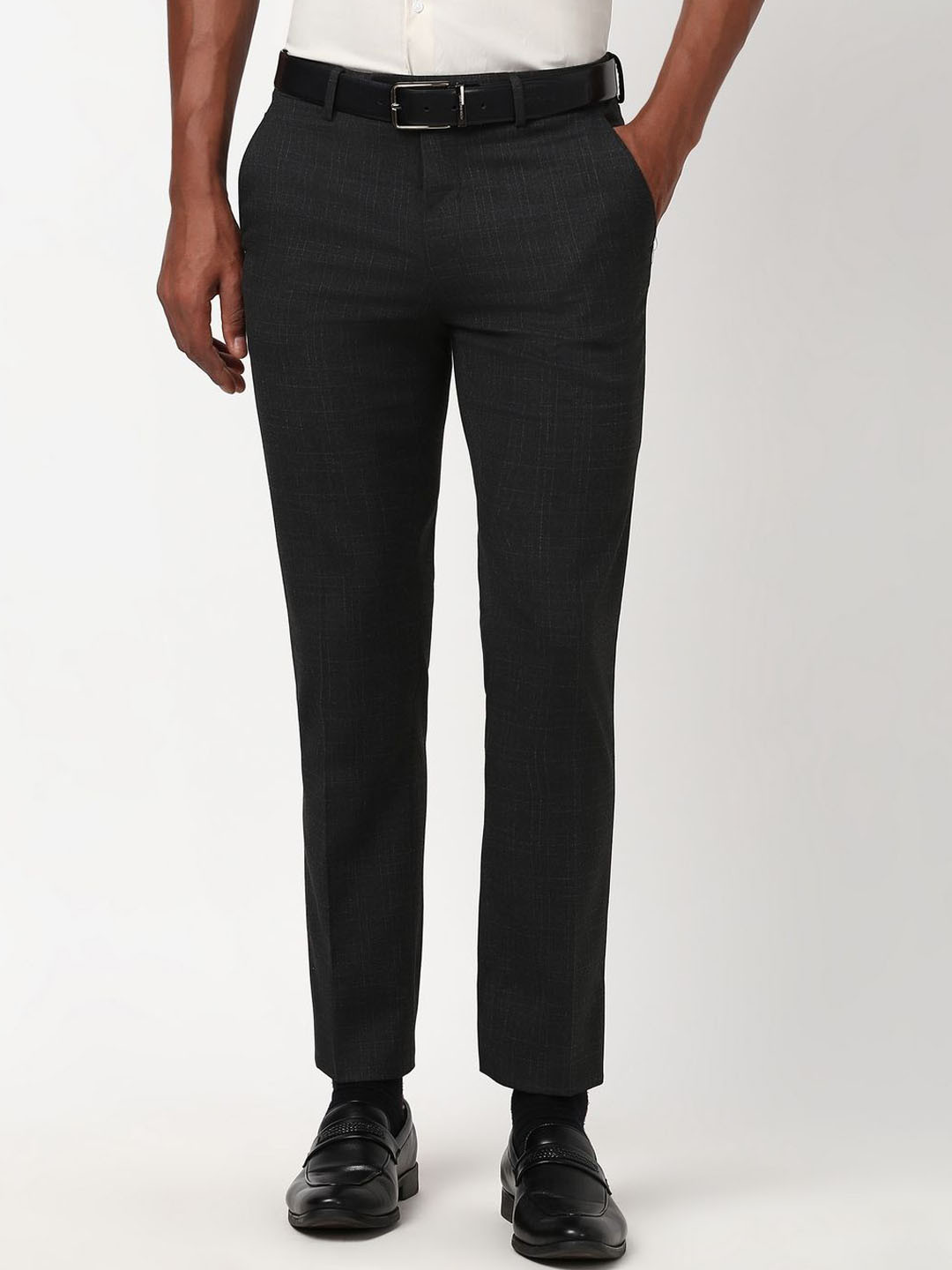 

Peter England Men Slim Fit Formal Trousers, Grey