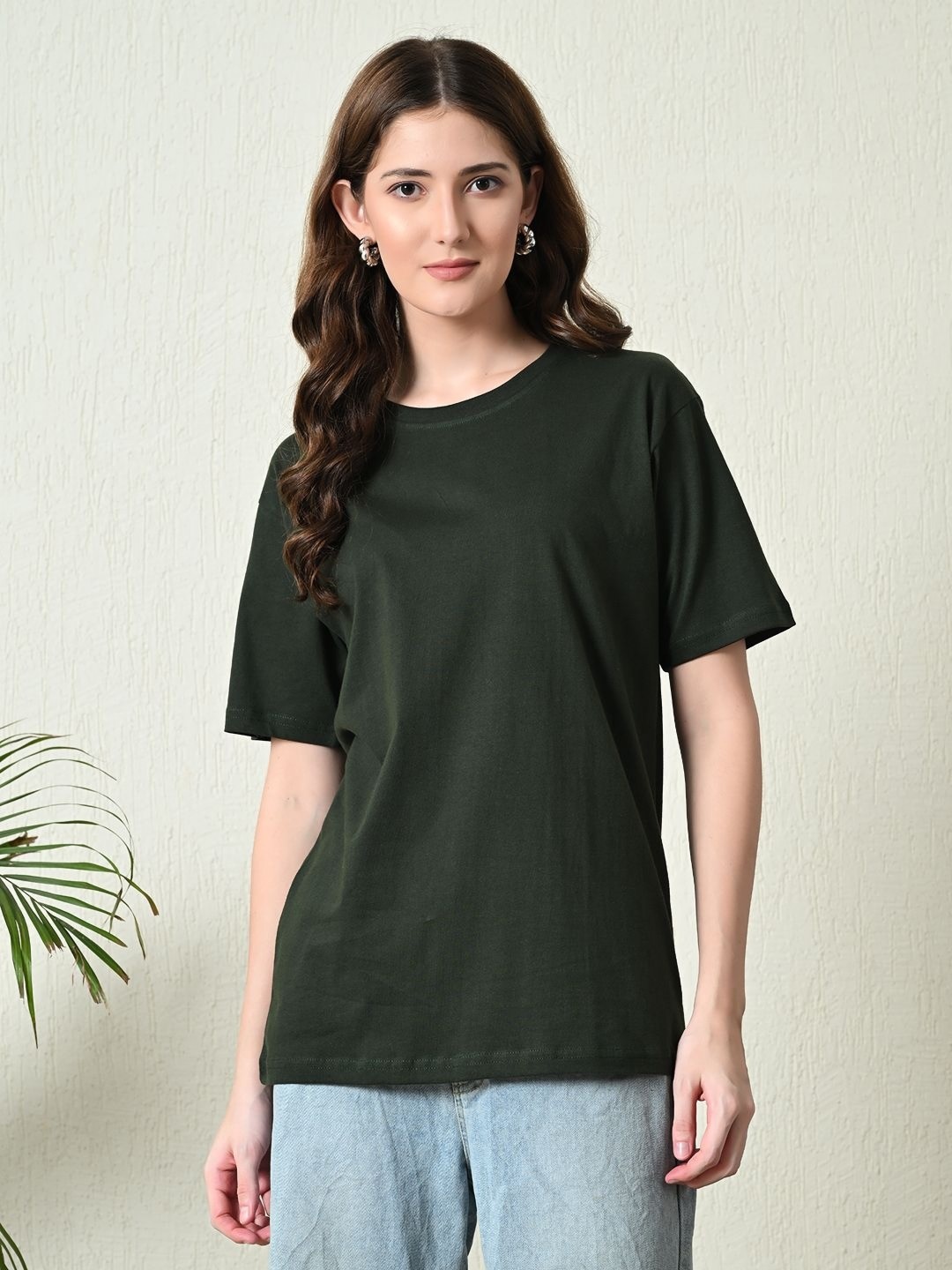 

FITINC Women Printed Applique T-shirt, Green