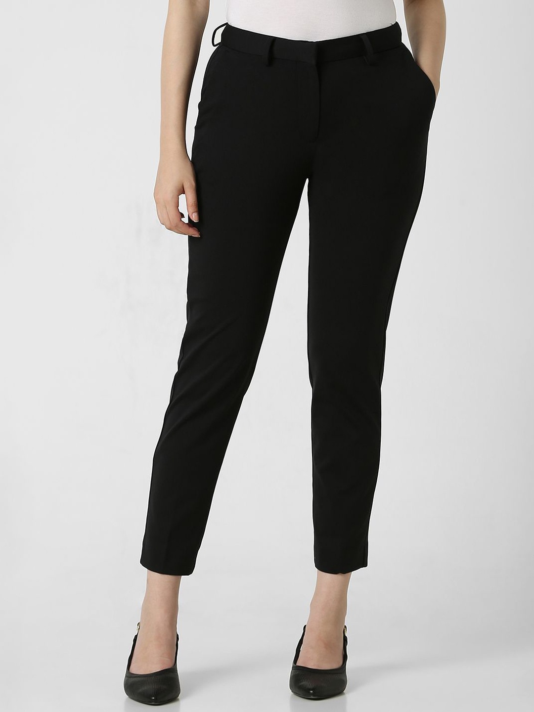 

Van Heusen Woman Solid Regular Fit Formal Trousers, Black