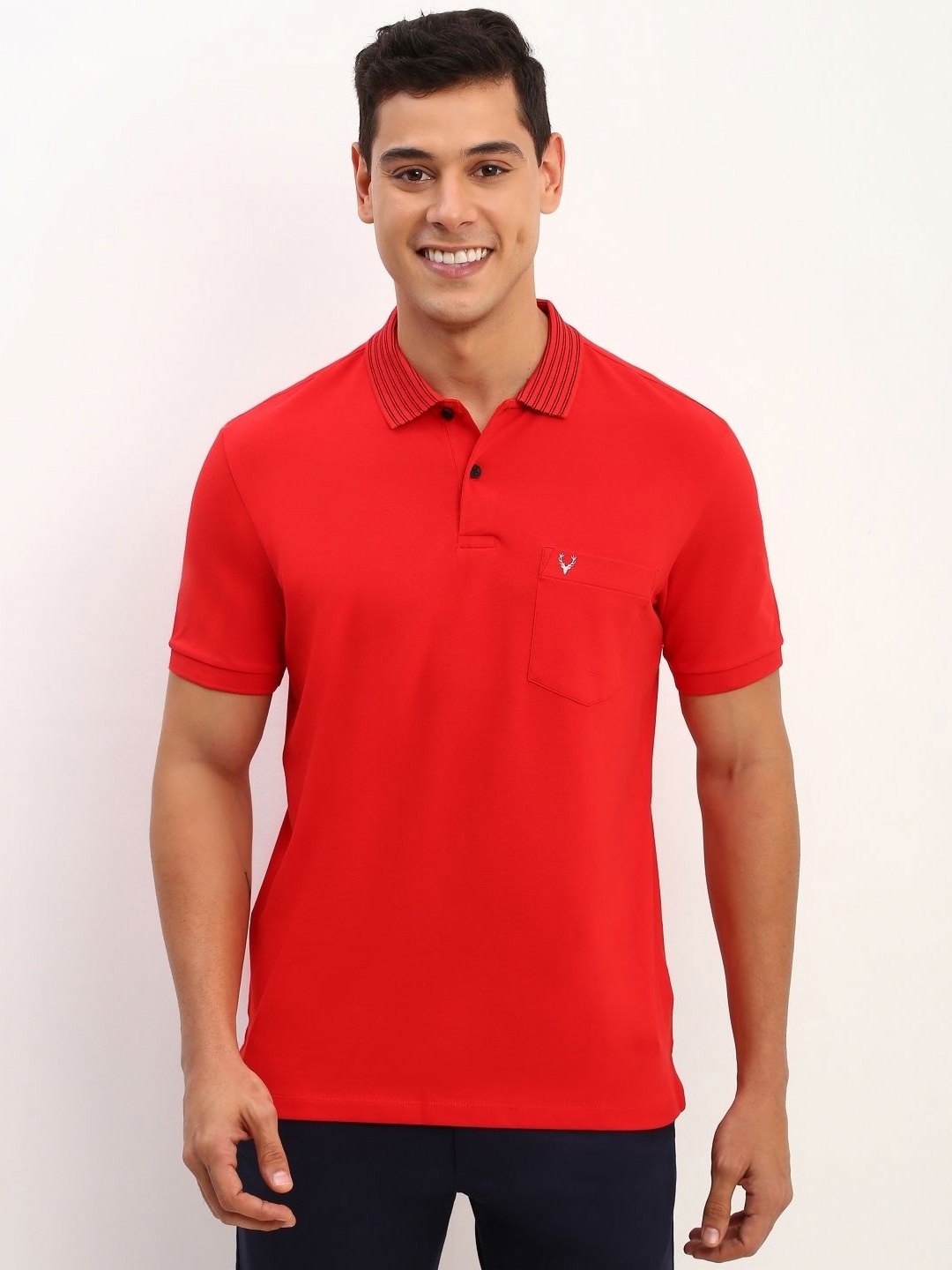 

Allen Solly Men Polo Collar Pockets T-shirt, Red