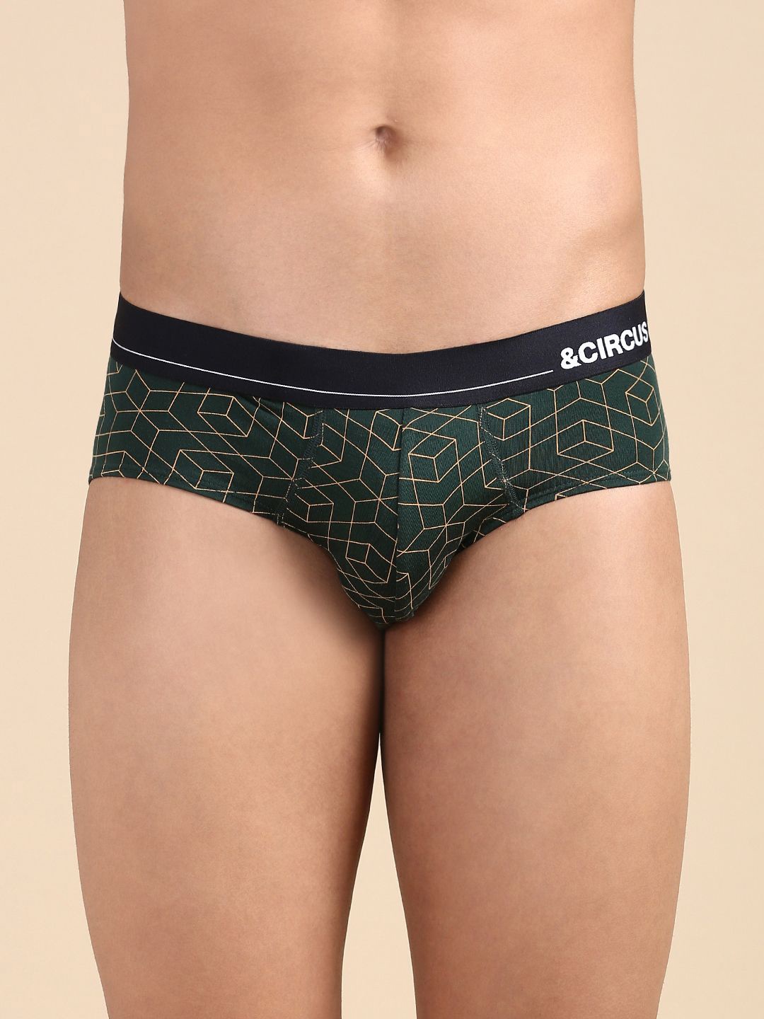 

&CIRCUS Men Printed Low-Rise Modal Briefs, Green