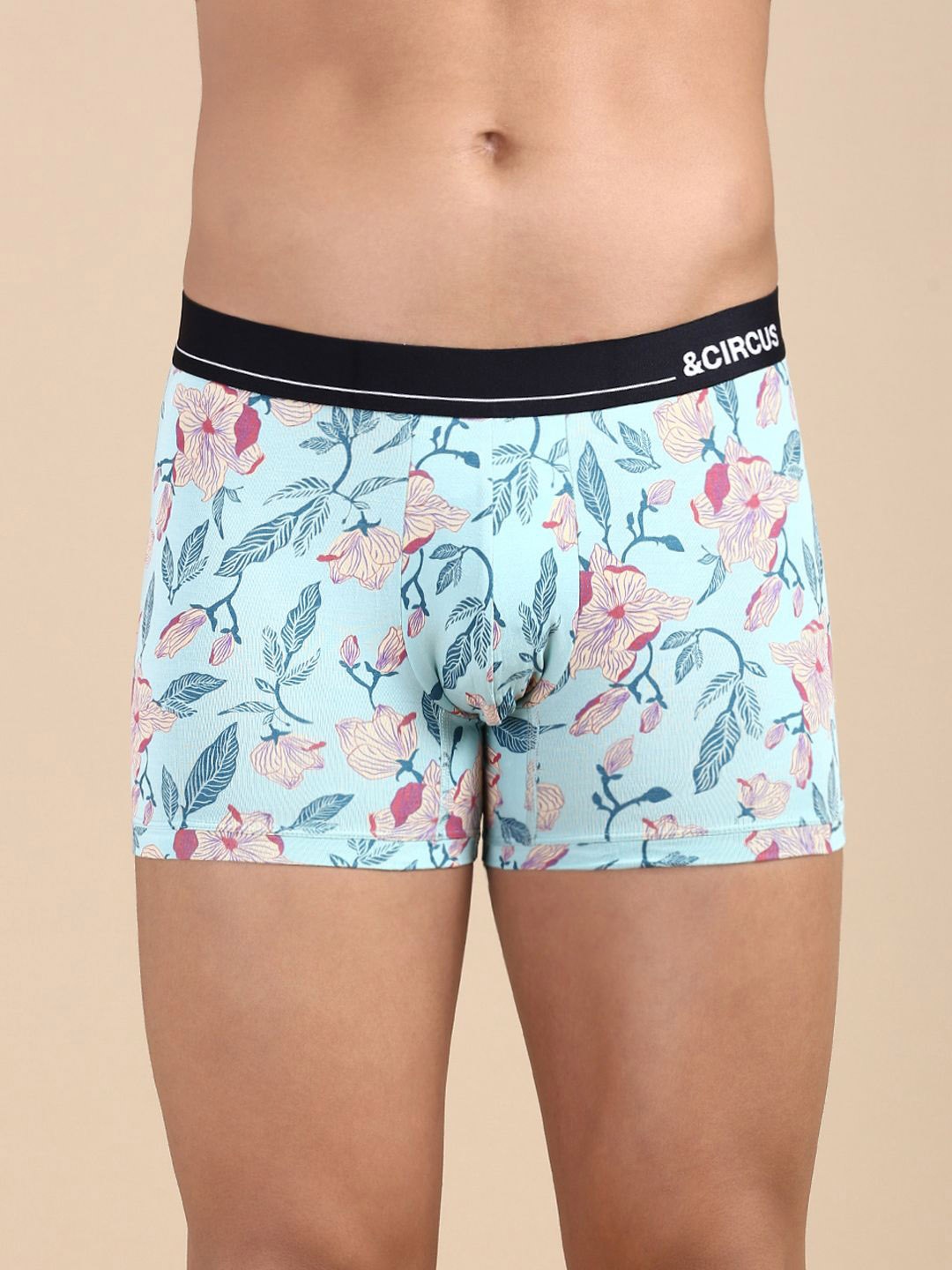 

&CIRCUS Men Printed Modal Mid-Rise Boxer Briefs, Blue