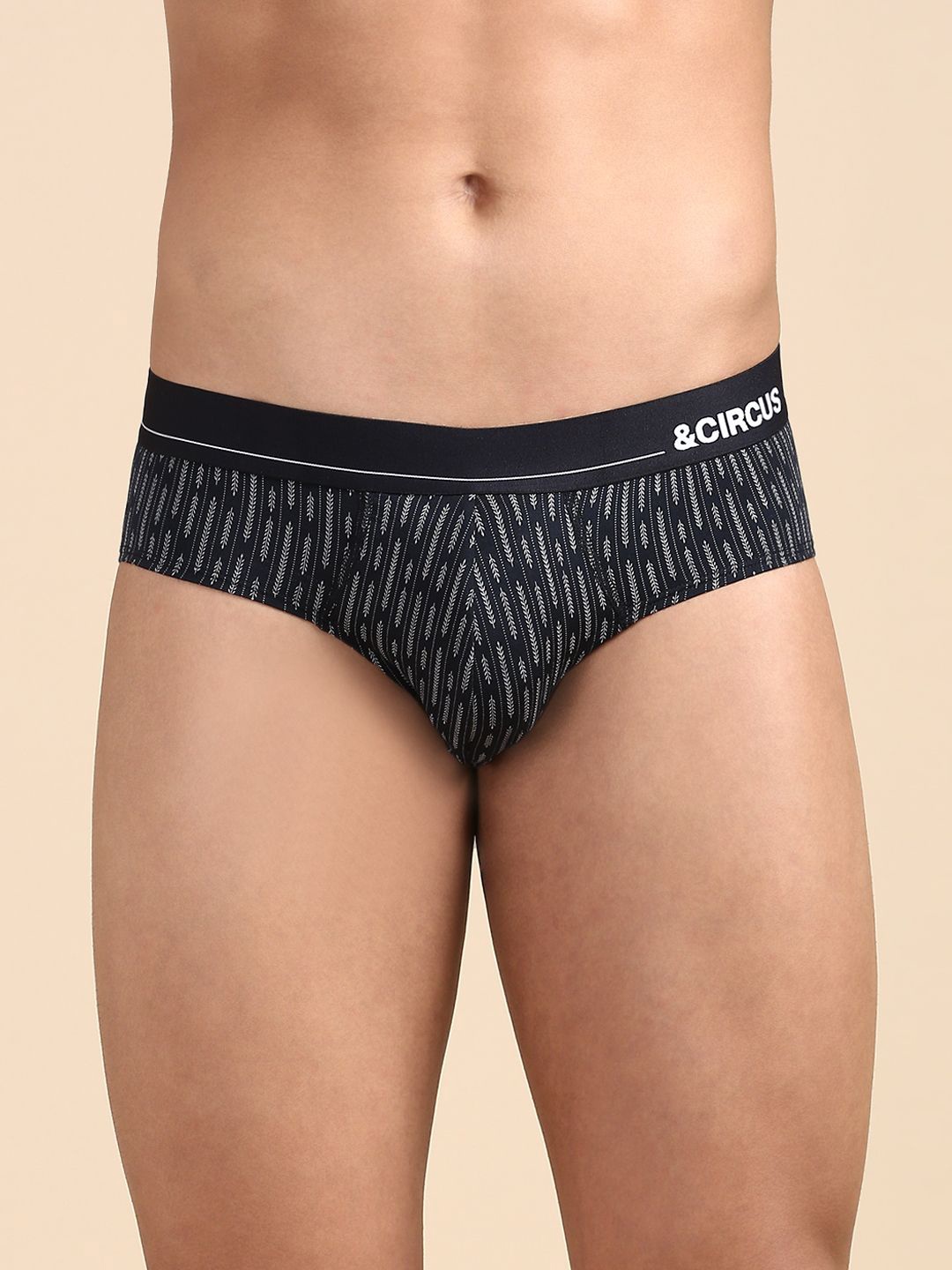 

&CIRCUS Men Printed Low-Rise Modal Briefs, Black