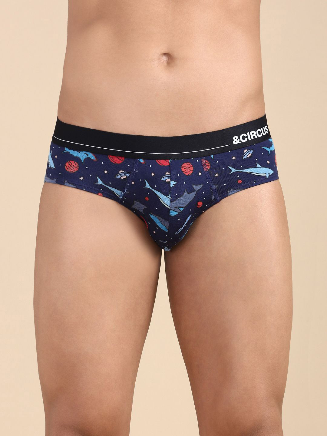 

&CIRCUS Men Printed Low-Rise Modal Briefs, Blue