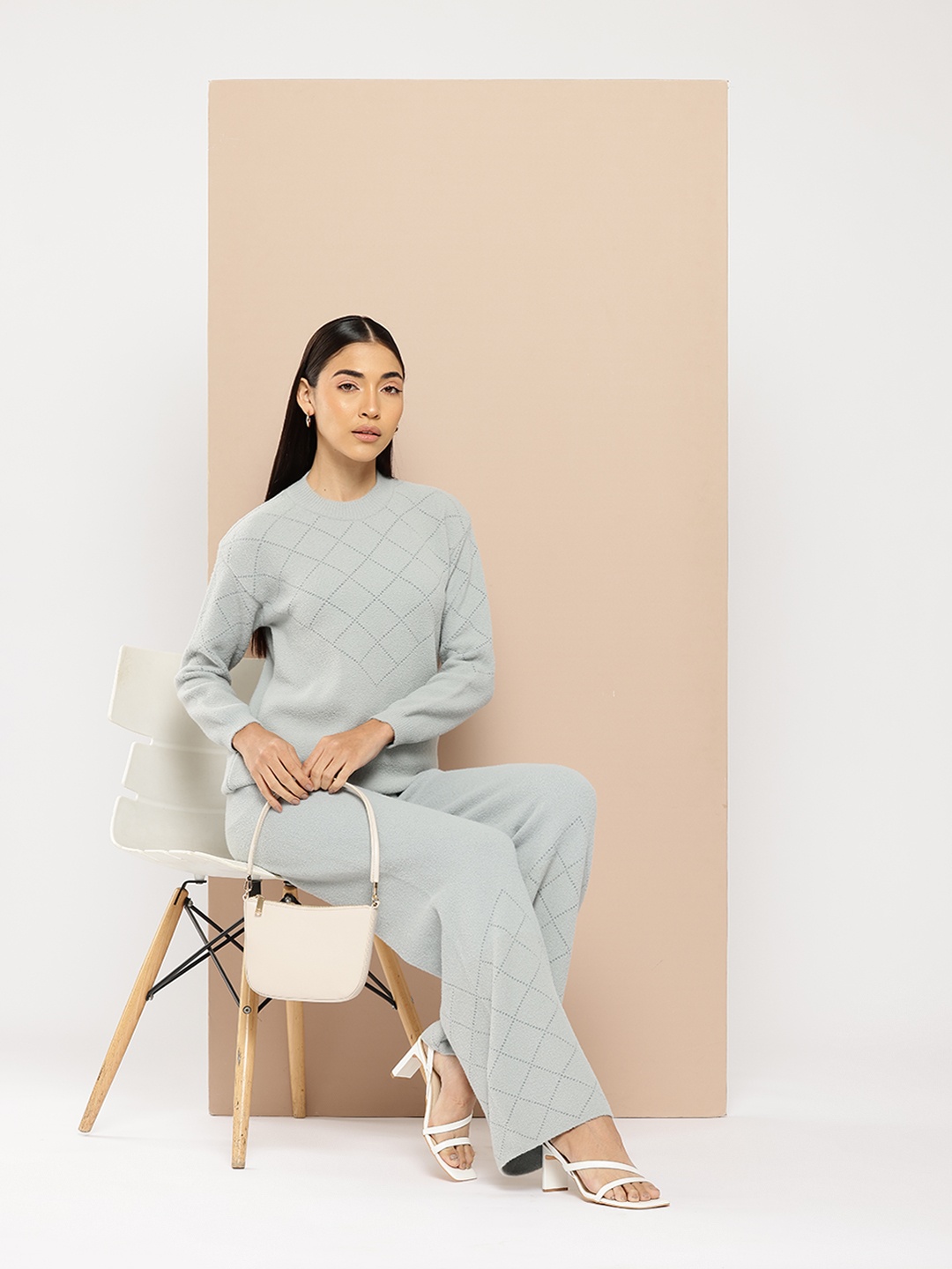 

Chemistry Checked Sweater With Trousers, Grey