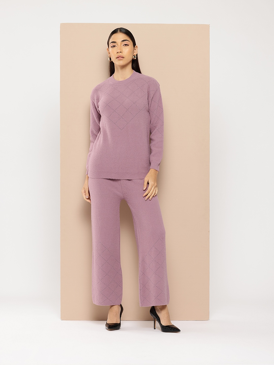 

Chemistry Checked Sweater With Trousers, Purple