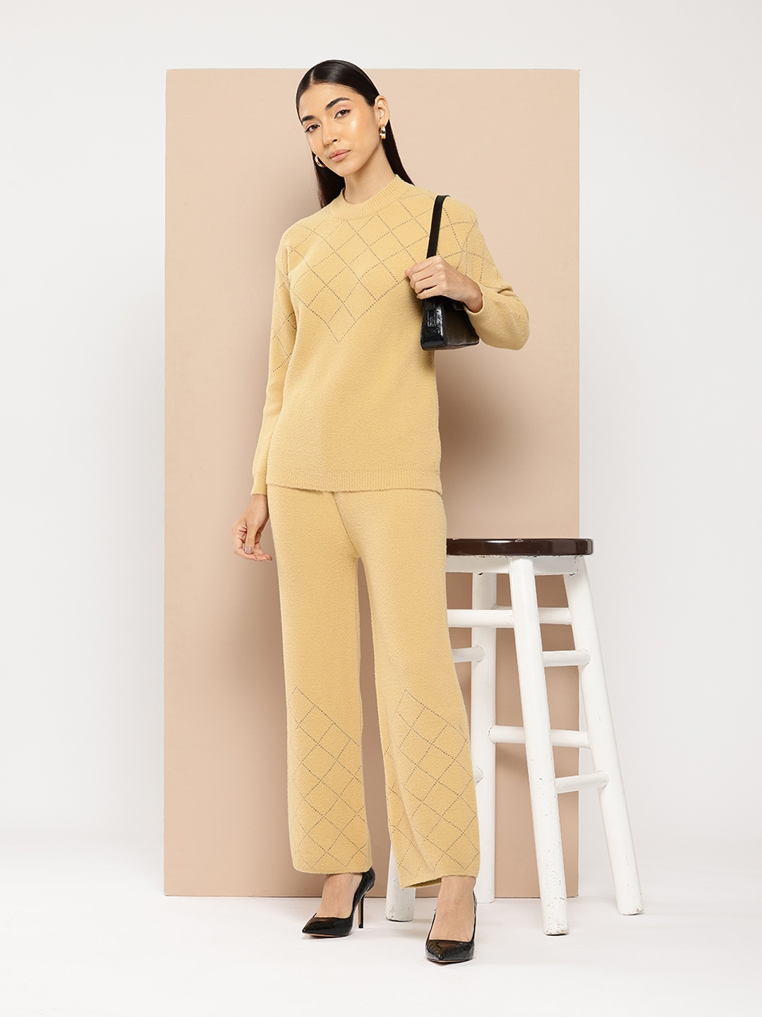 

Chemistry Checked Sweater With Trousers, Yellow