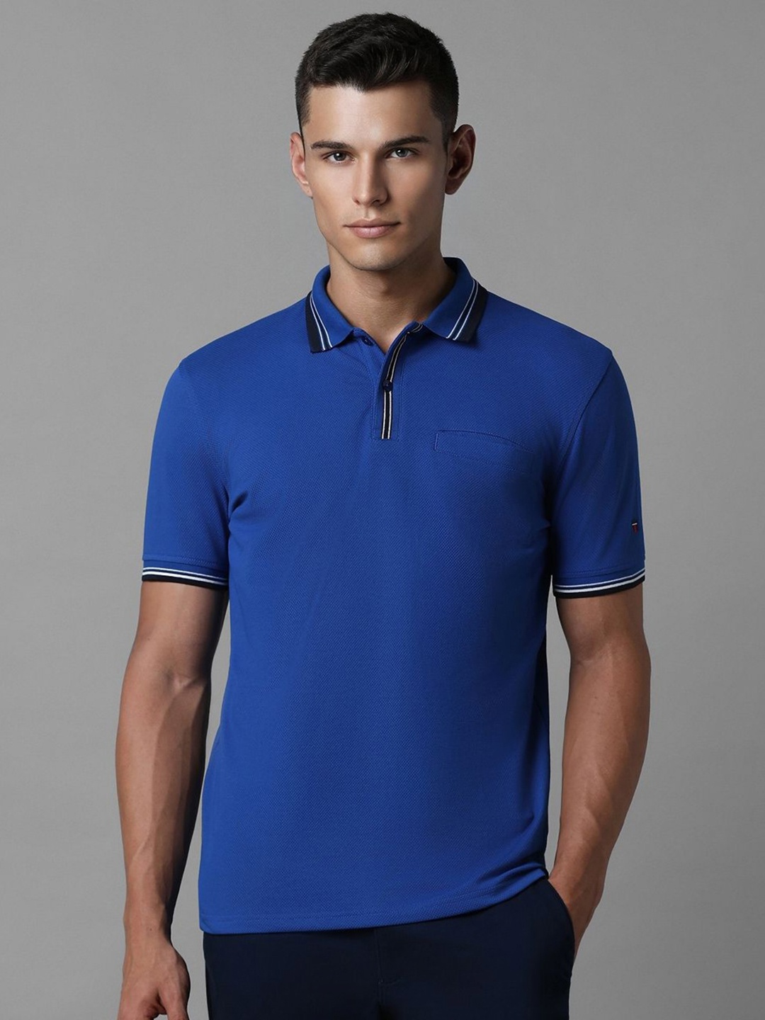 

Louis Philippe Sport Men Polo Collar Pockets Slim Fit T-shirt, Blue