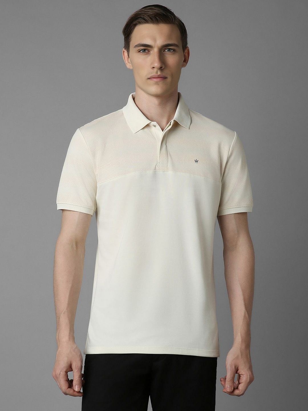 

Louis Philippe Sport Men Polo Collar Slim Fit T-shirt, Cream