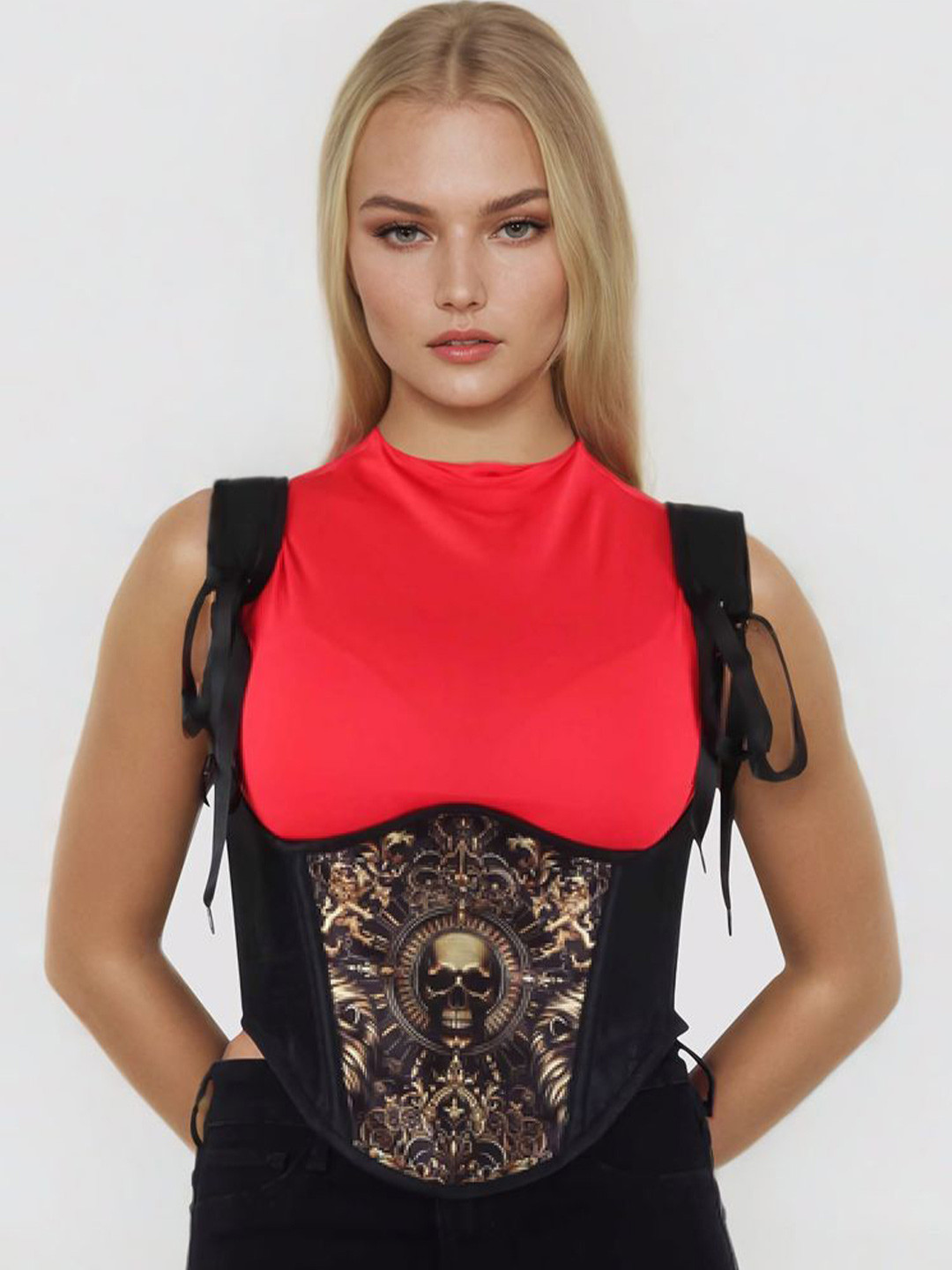 

Bunny Corset Sheen Top, Black