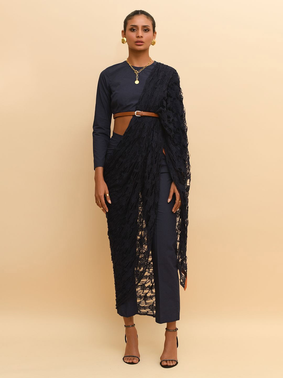 

R.Y by Rishi and Vibhuti Mandarin Collar Maxi Longline Top, Blue